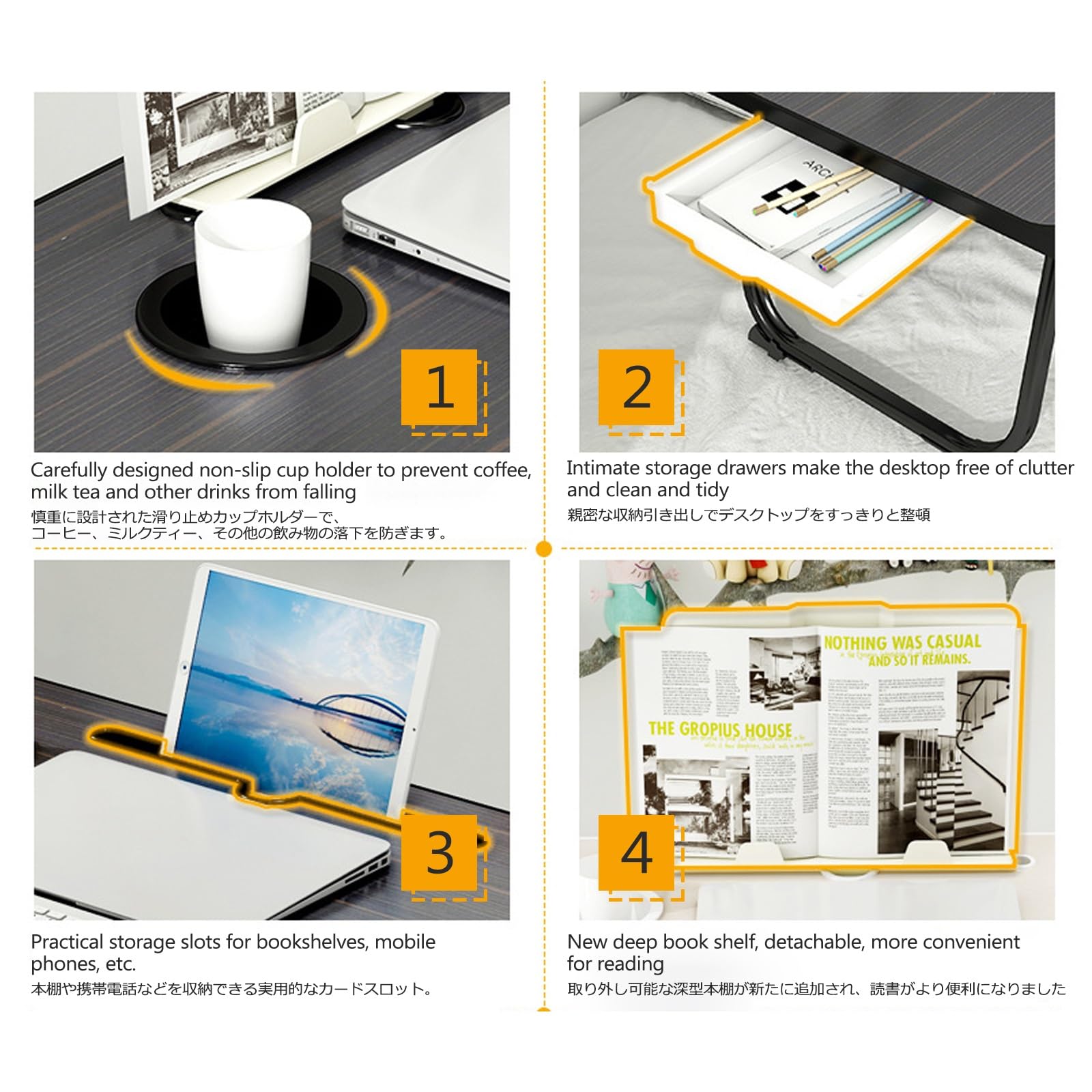 Tavolino da Letto,Tavolo Laptop Pieghevole,lapdesk Pieghevole,tavolino da Letto per studiare,Utilizzato per Leggere, disegnare o Giocare ai Videogiochi, Lavorare(White)