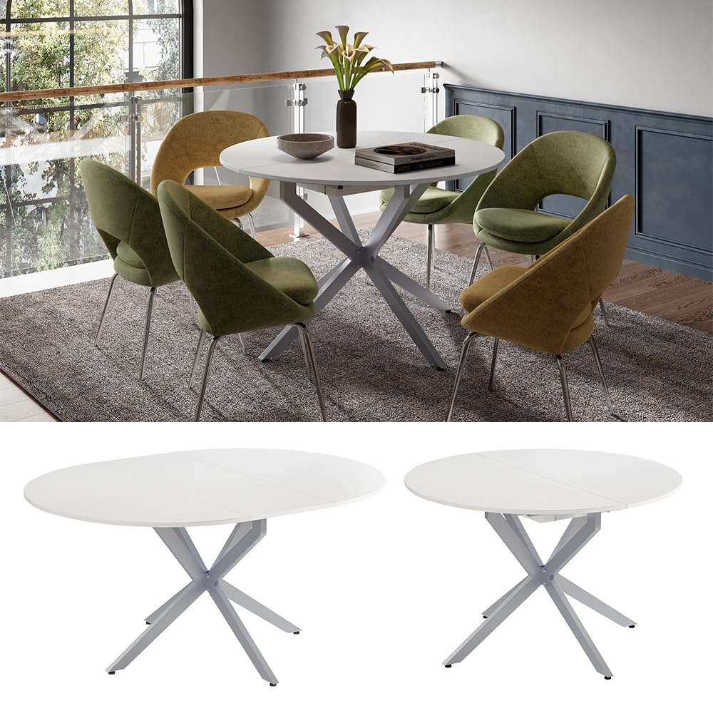 Vicco tavolo da pranzo allungabile Loyd, Bianco/Grigio, 120 x 76.5 cm Estensibile, adatto per l'estensione della superficie del tavolo quando necessario