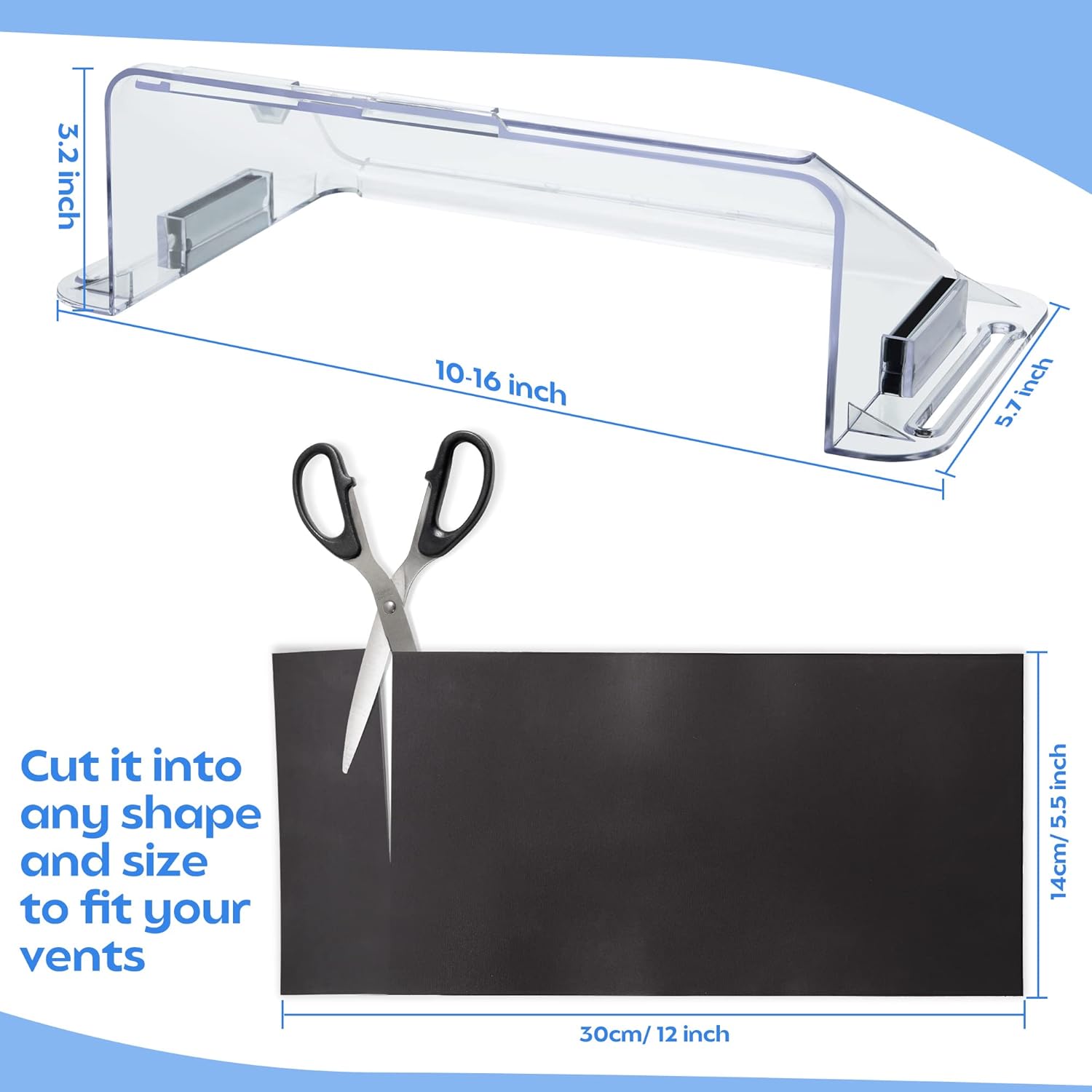 2 Pack Wide Adjustable Vent Deflectors, with 4 Magnetic Vent Covers, Magnetic Vent Diverter Air Ventilation Accessories Set for Home Sidewall Ceiling Registers and Vents (10-16 Inch) - Image 2