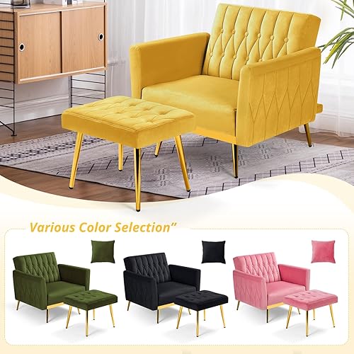 Miniatura 56 de Silla decorativa de terciopelo con reposabrazos y respaldo ajustables, sillón reclinable con botones, sillón reclinable individual con otomana y una