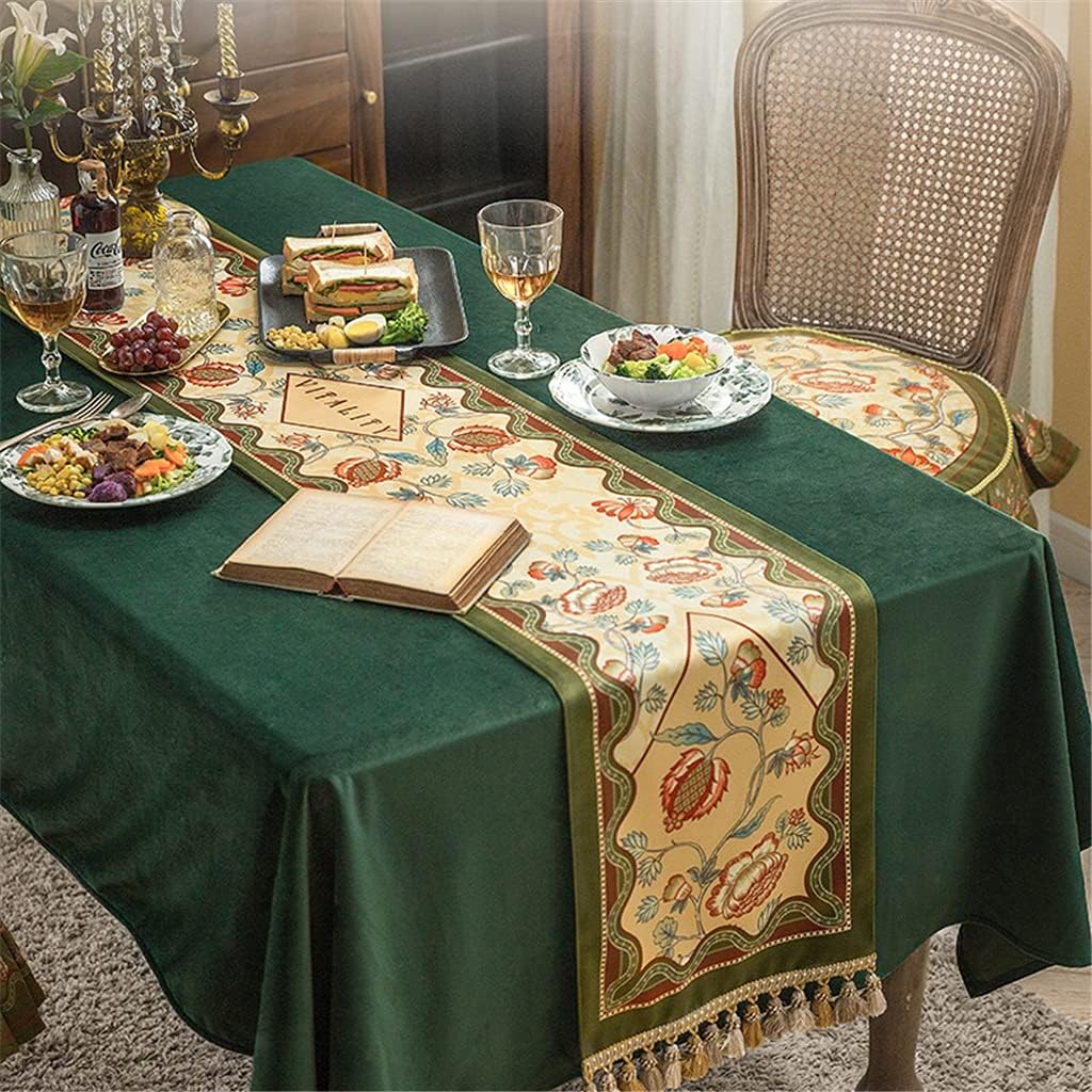 JSEIAJB American Light Table Runner Pastoral Retro Table Cloth Long Coffee Table Dressing Table Decoration Cloth(E,30x200cm)