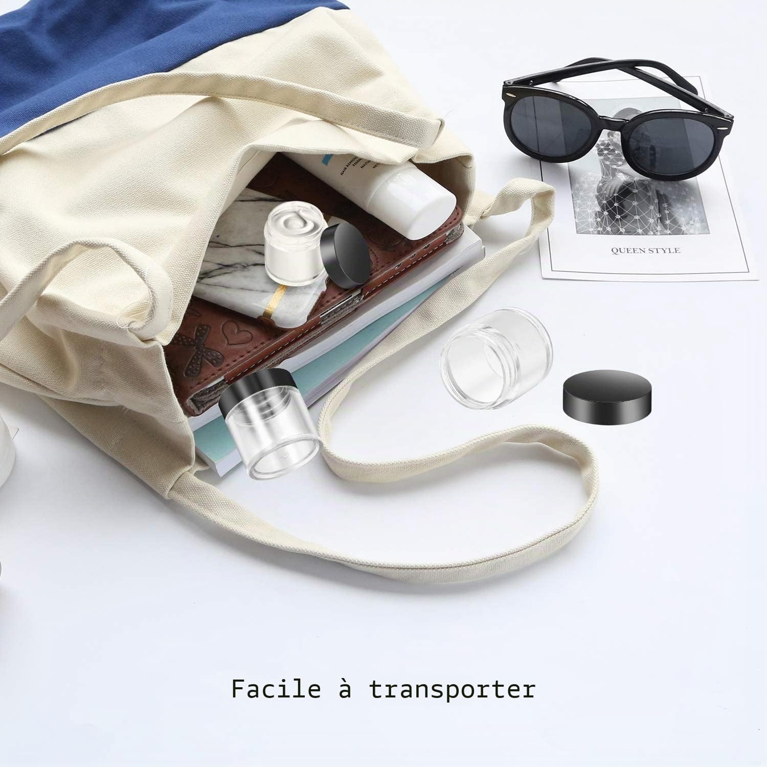 30 Pièces Pots Vide Cosmétiques, 10g Petite Recipient Contenant Cosmétique Plastique Transparente de Voyage avec Couvercle pour Bougie Echantillon, avec 3 Spatule