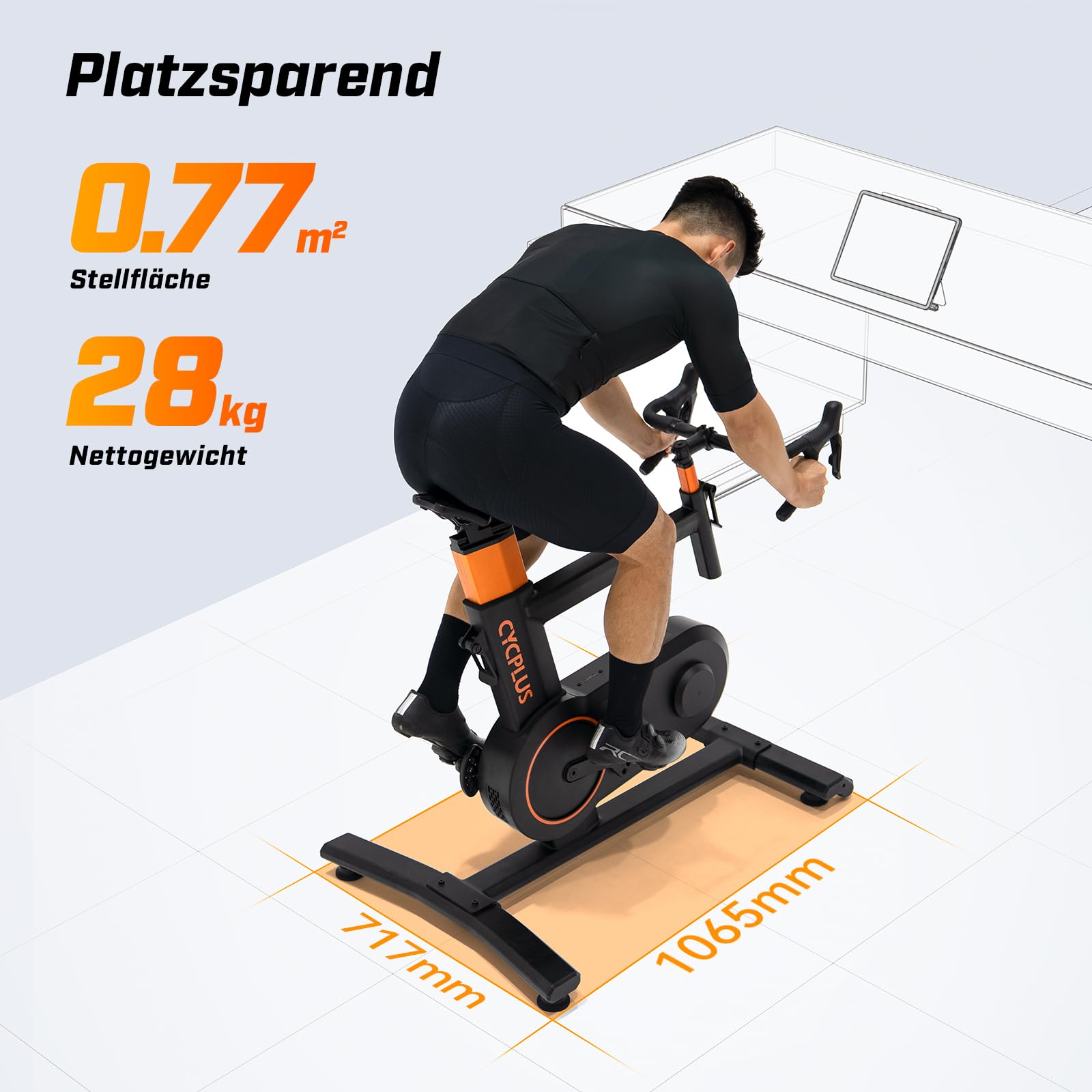 CYCPLUS T7 Smart Fahrradtrainer, 2200W Motor, 20% Steigungssimulation | Platzsparendes Design, bürstenloser Motor, BLE & ANT+ Dual-Modus, Virtuelles Schalten, Bergauf-/Bergab-Simulation