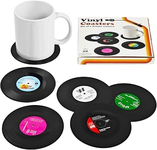 6 PCS Funny Retro Vinyl Record Coasters Music Gifts,Bars,Birthdays, Parties for Music Lovers Colorful Coaste,Home Decor Housewarming and Wedding Decorations Gifts Ideas