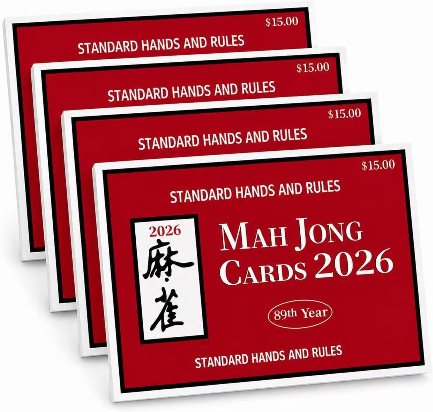 4 Pcs NM-JL Mah-Jong Cards 2026 Large Size Revised Edition