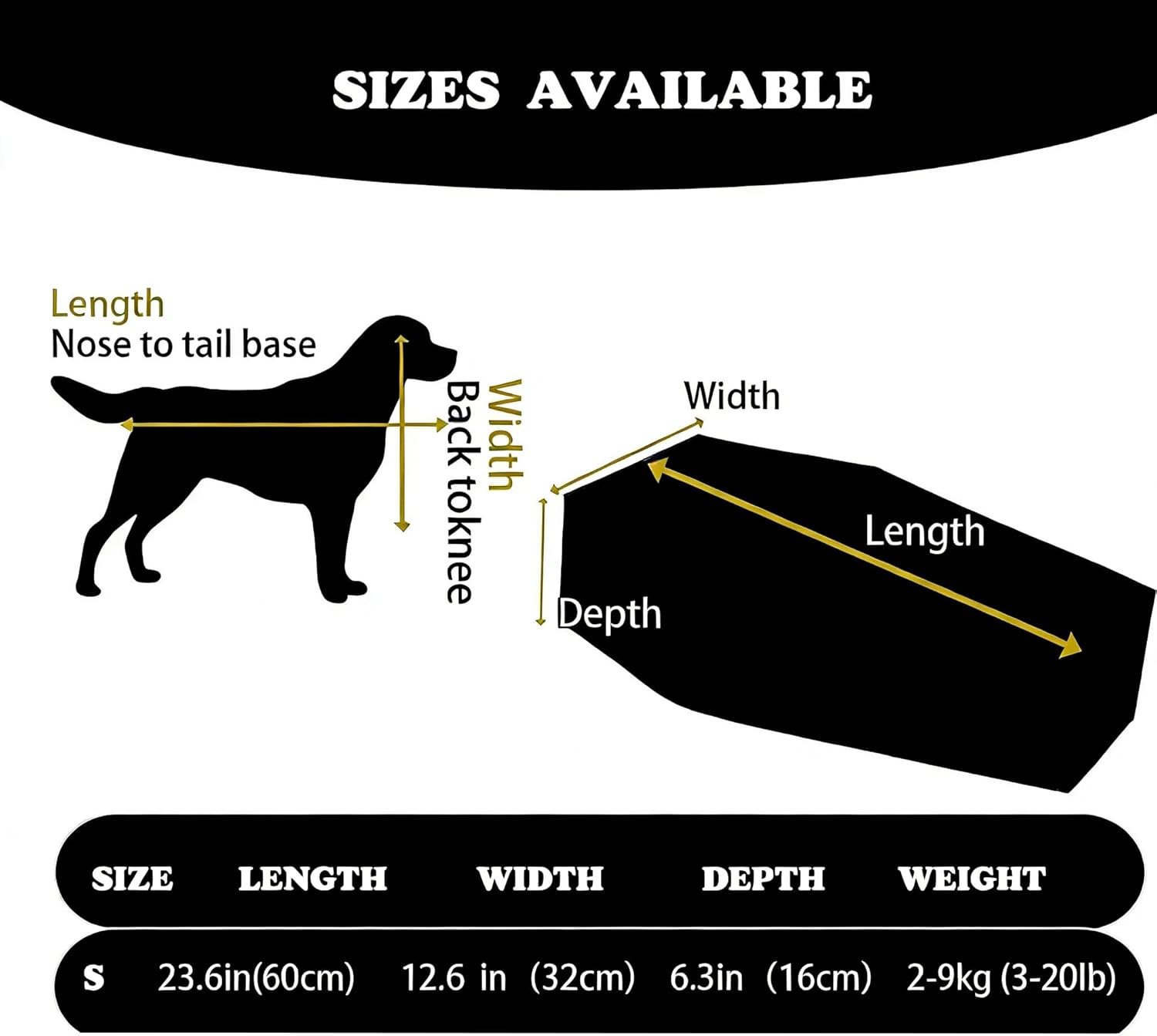Pet Casket Burial Bag, Eco Friendly Pet Body Bag, Small Dogs and Cats Casket for Burial and Cremation, for Pet Under 20 lbs, Black