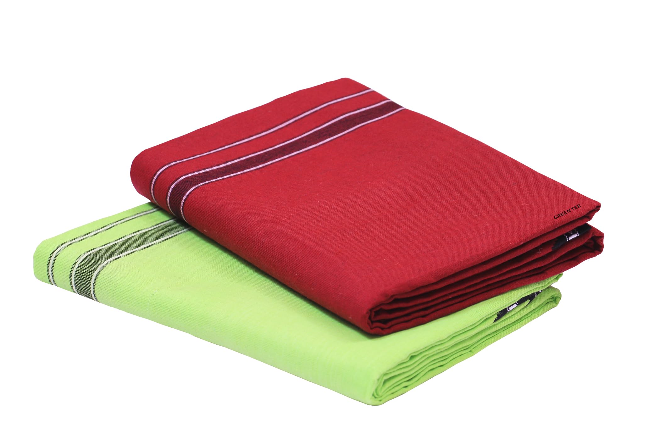 green tee Men Cotton Color Dhoti - Pack of 2 (Green ll Maroon)-picture-34