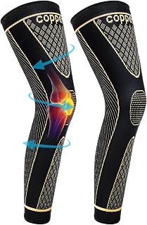 SKDK Copper Compression Leg Sleeves - Full Knee Support for Pain Relief, Workouts, Basketball, Weightlifting & Cycling