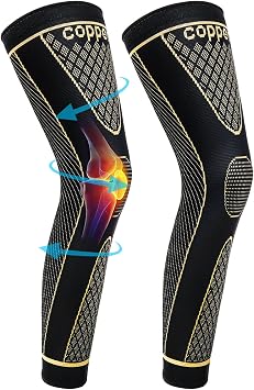 SKDK Copper Full Leg Sleeves Long Compression Leg Sleeve Knee Sleeves Protect Leg for Knee Pain Relief, Workout and Sports