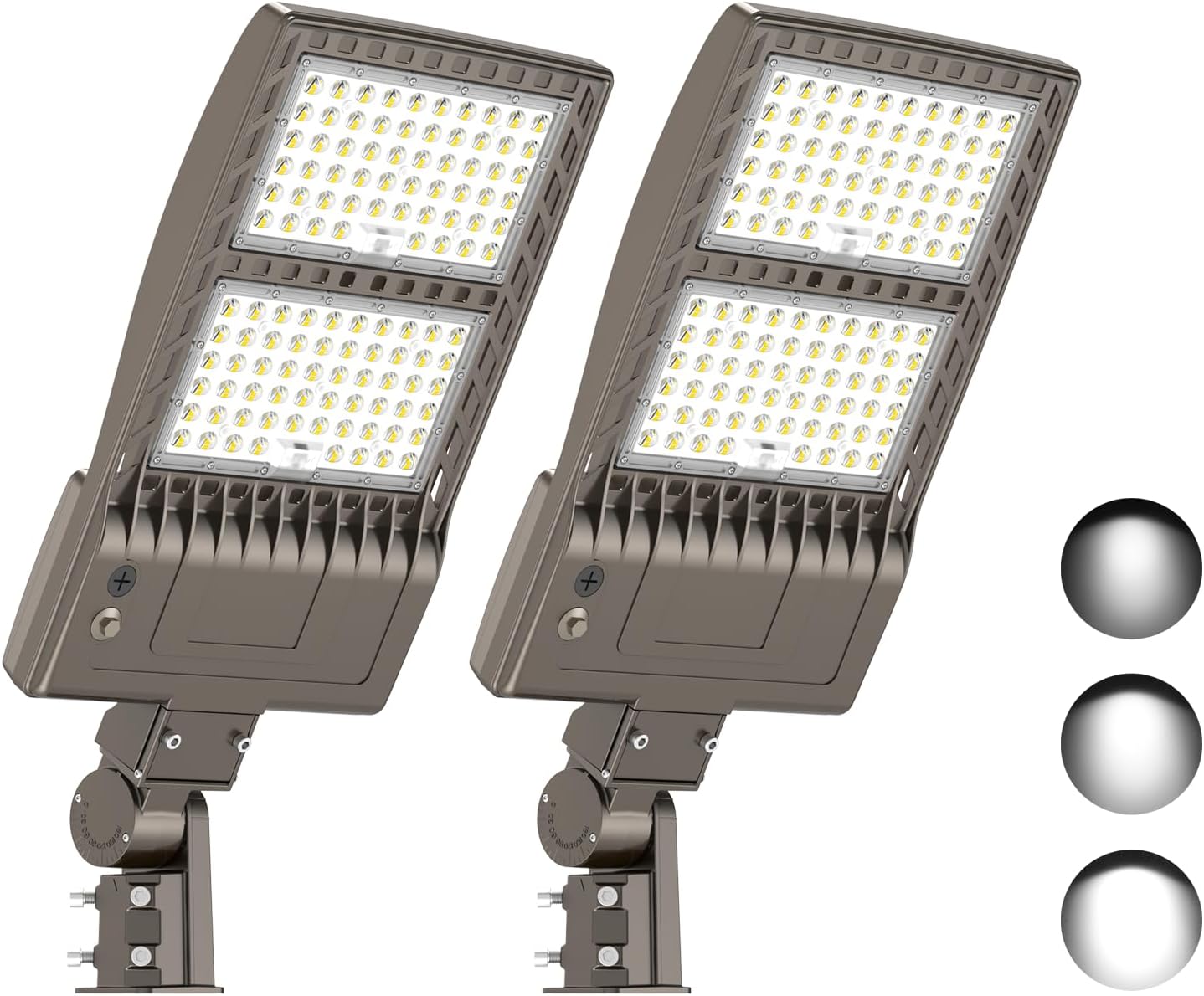 KUKUPPO 2Pack 450W LED Parking Lot Light Power Adjustable, LED Shoebox Flood Pole Light Outdoor Parking Lighting with Slip Fit 67,500LM 5000K IP65 Waterproof 100-277V ETL Listed