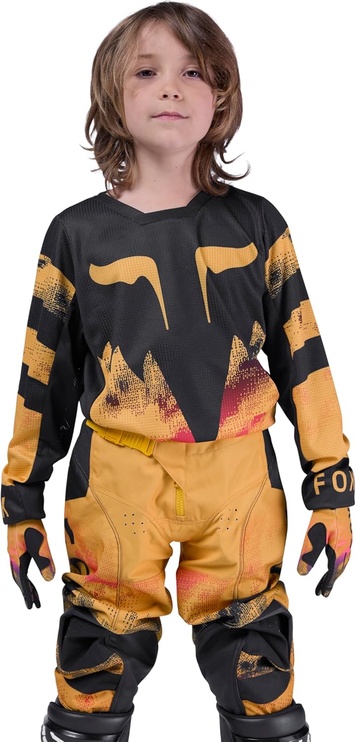 Fox Racing Youth 180 Motocross Dirt Bike Jersey, Fluorescent Yellow Shield, Small