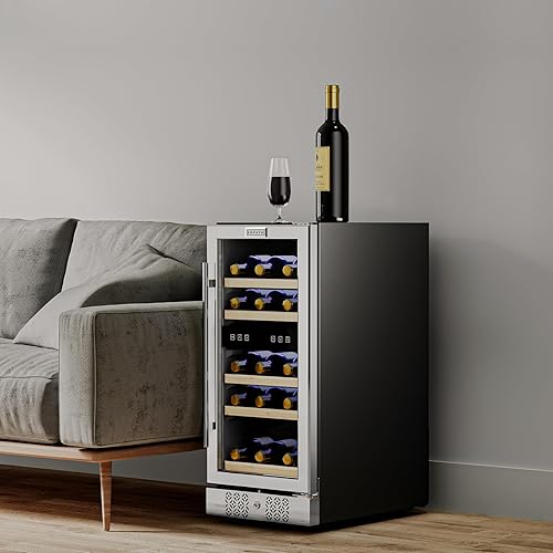 Miniatura 7 de Empava Chiller - Mini refrigerador doble de 15 pulgadas, enfriador de vino integrado o independiente, puerta de vidrio de acero inoxidable,