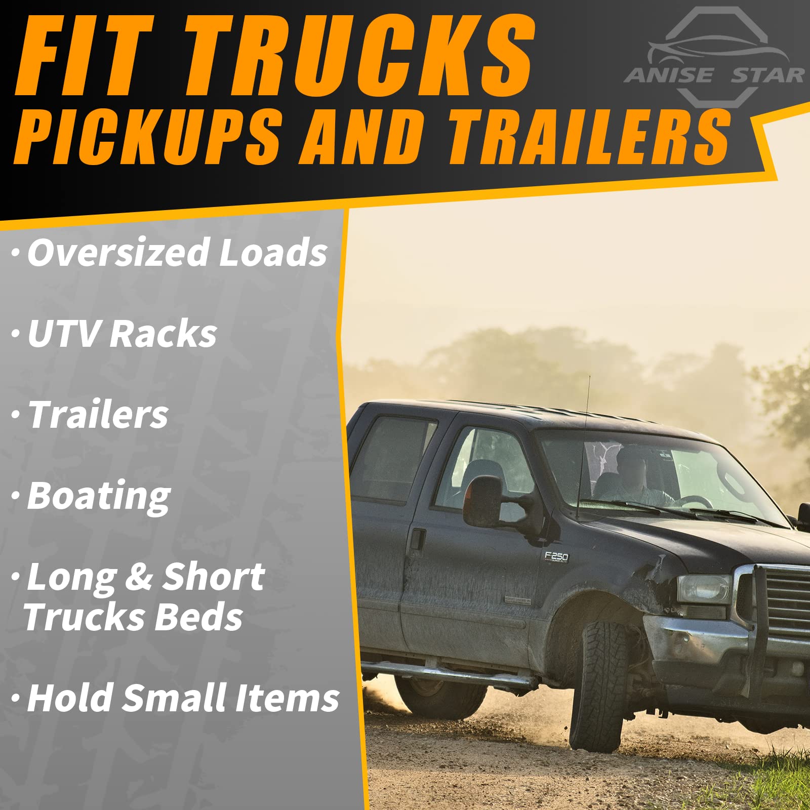 Red de carga para cama de camioneta, 4 x 6 pies, se estira a 8 x 12 pies, malla elástica de látex pequeña de 4 x 4 pulgadas para viajes por carretera, compatible con Dodge Ram, Chevy Ford, Toyota