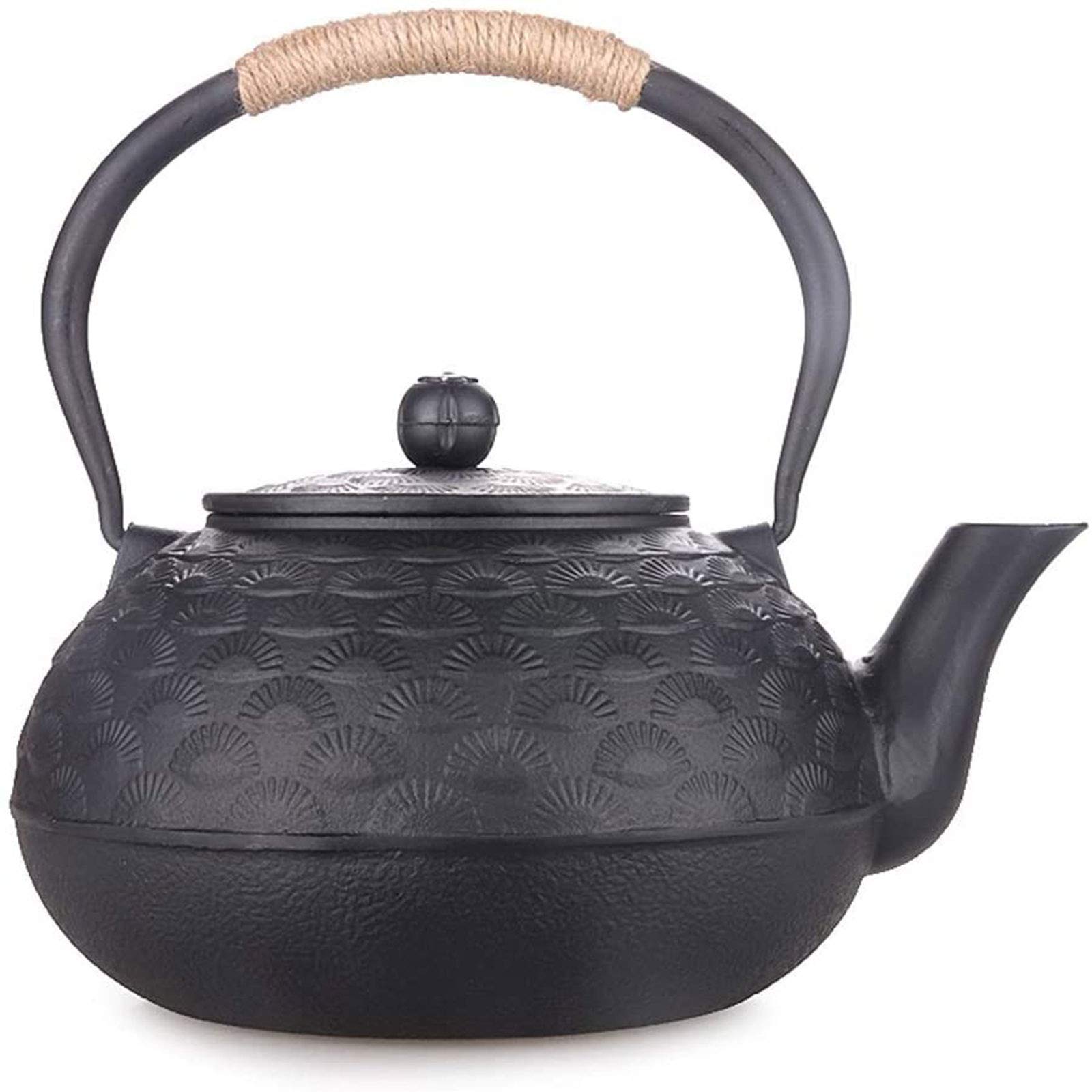 MGEMJMJ Teapot 1800ML Large Japanese Tetsubin Cast Iron Teapot Tea Kettle For Stove Top With Stainless Steel Infuser And Insulation Handle, BLack