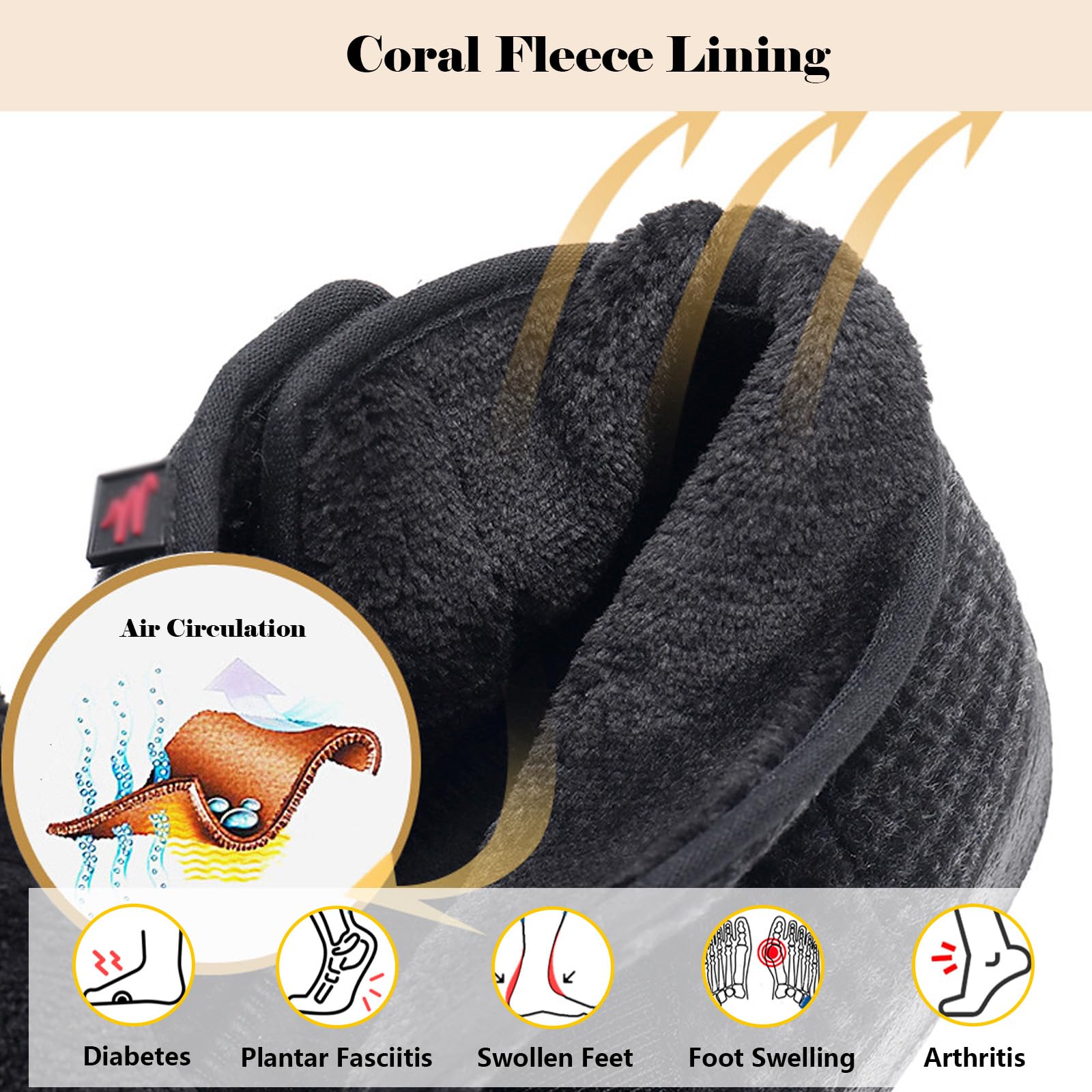 bumuam Zapatilla Ancho Especial Mujer,Zapatos para Diabéticos Anchos Cálidos Ajustables Pies Hinchados Pantuflas Ligeros Amortiguadores para Ancianos EU 41(26cm/10.2in)