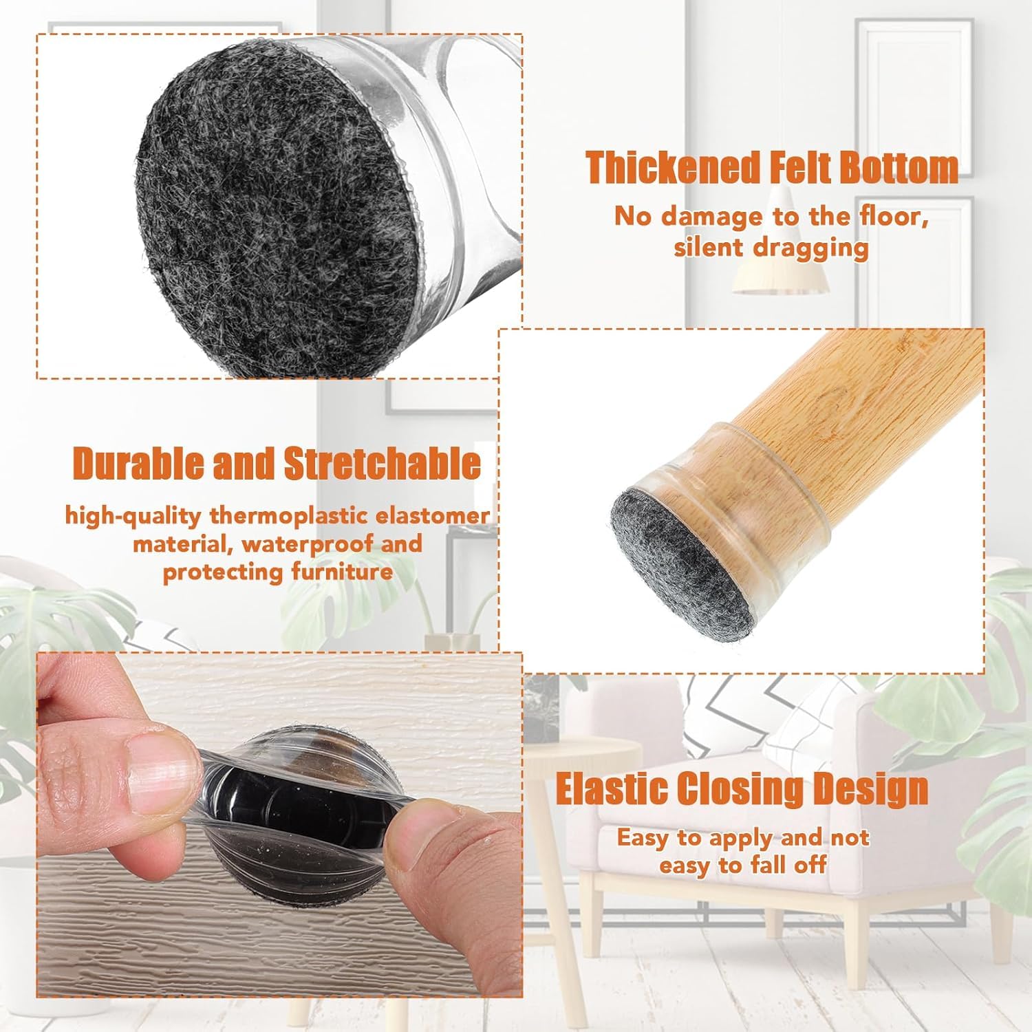 Gommini Per Sedie | 40 Pezzi Nero | Antiscivolo E Antirumore - Foto 3