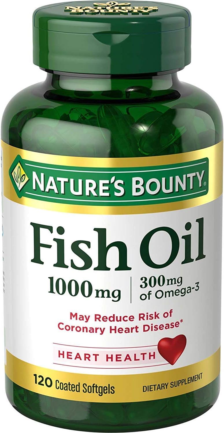 Nature's Bounty Fish Oil,Supports Heart Health,1000mg,Rapid Release Softgels,145 Ct,(Pack of 2)