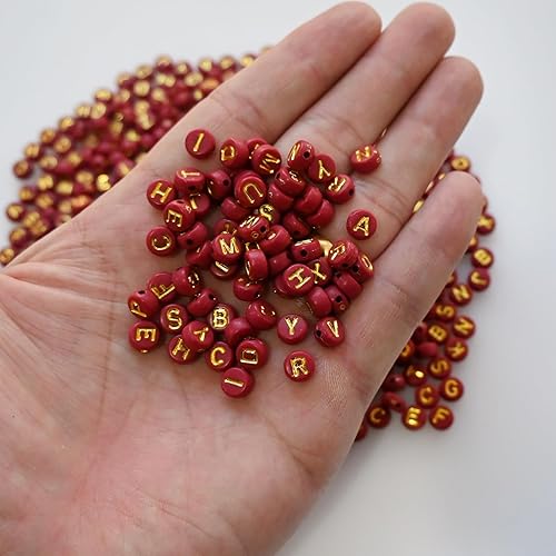 Vista 56 de Amaney - 1200 cuentas de letras de la A a la Z de 0.157 x 0.276 in, cuentas redondas blancas del alfabeto acrílico, incluye 100 cuentas de corazón