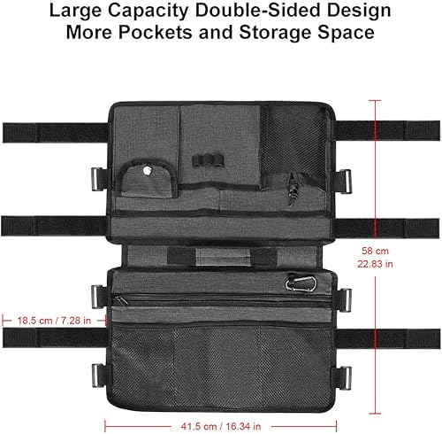 Miniatura 3 de supregear - Bolsa plegable para accesorios para caminantes (doble cara), cesta de andador, gran capacidad, impermeable, con 9 bolsillos y portavasos