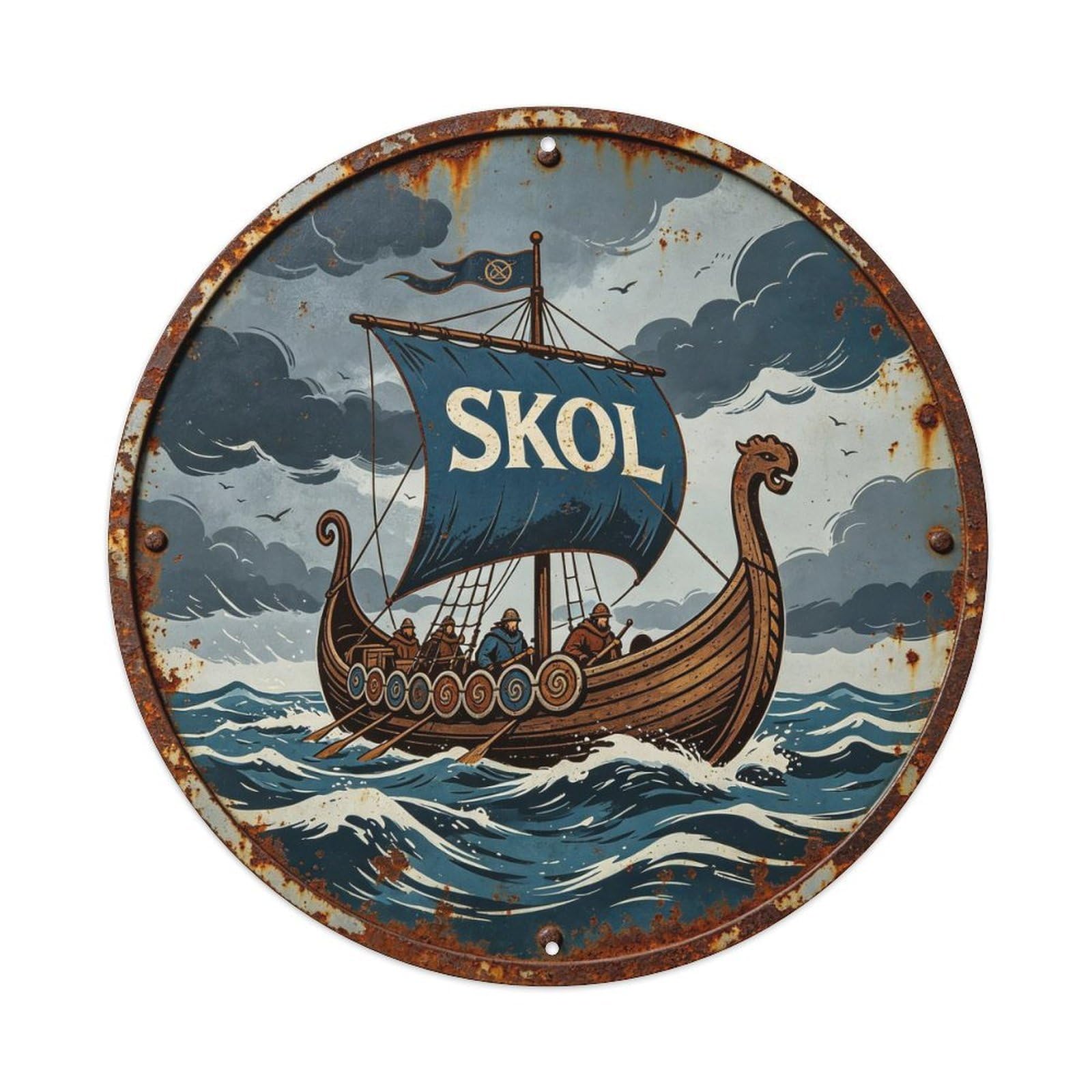 Minimalist Viking SKOL Wall Art Metal Tin Sign Plaque