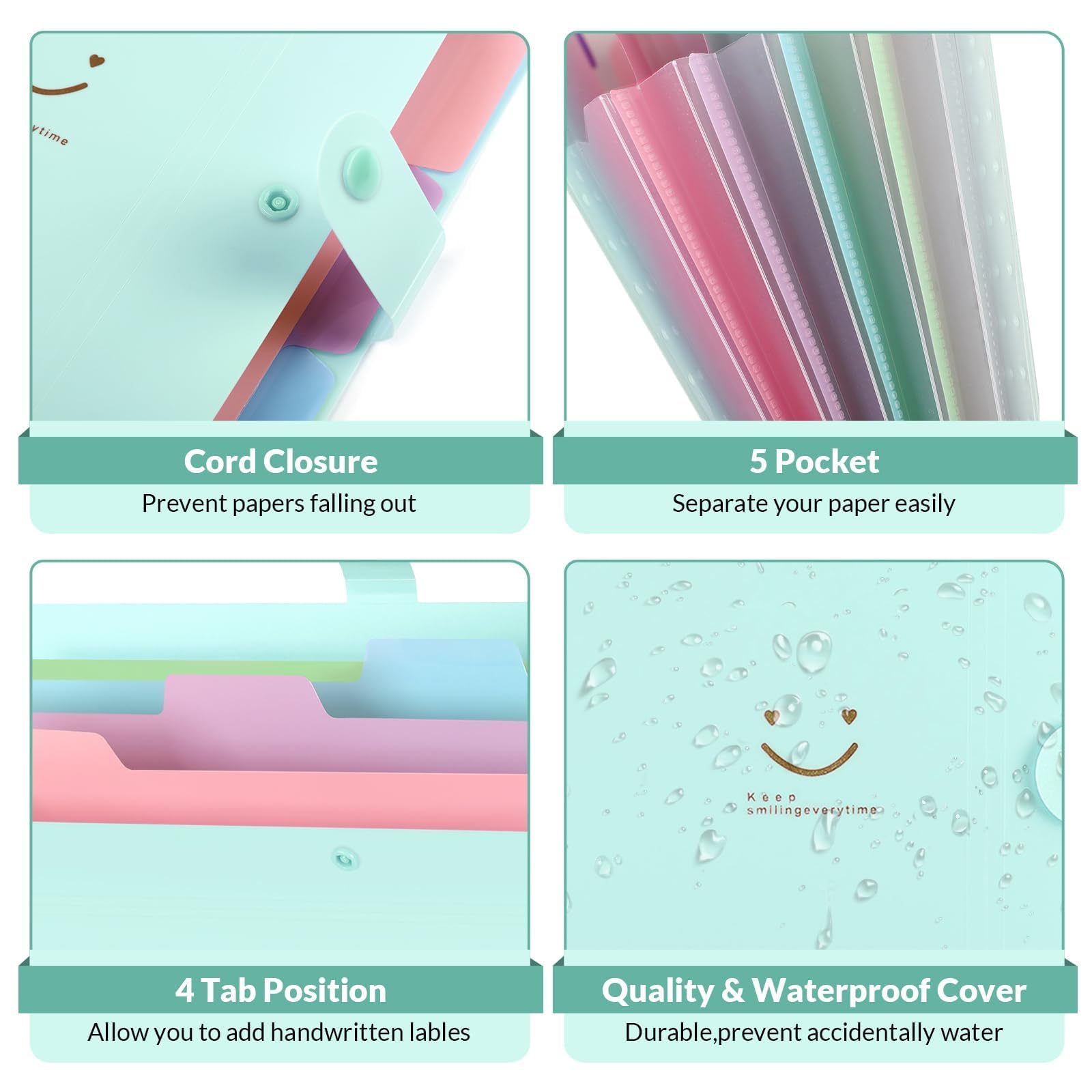 SKYDUE Document Organiser,Cute Folders For Paperwork A4,Paperwork File Organiser With 5 Pockets - Image 4