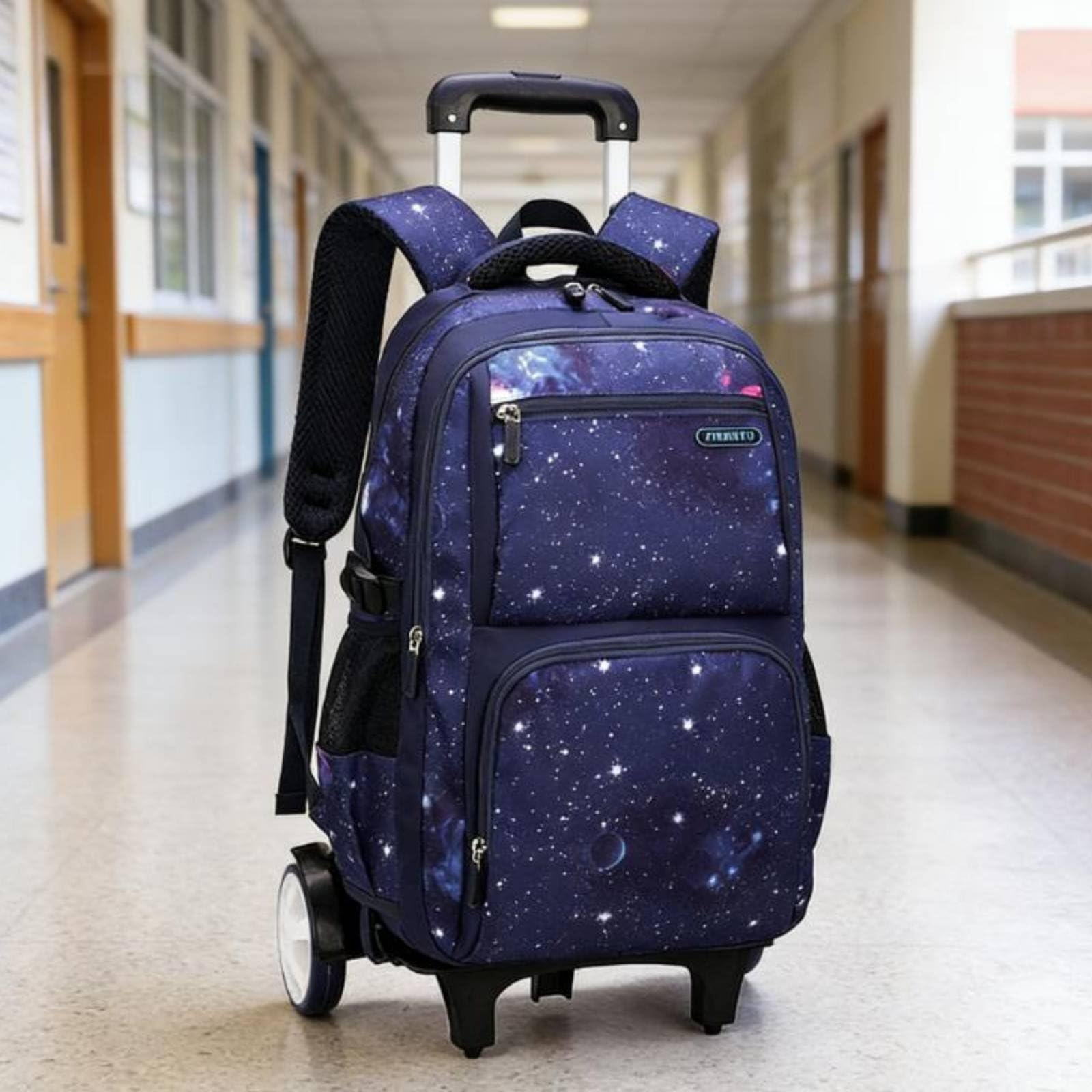 Mochila Escolar con Carrito Trolley Estudiantil Maleta Escolar Bolso con Ruedas de Ruedas para Escaleras y Superficies Irregulares Gran, Azul, size to 5