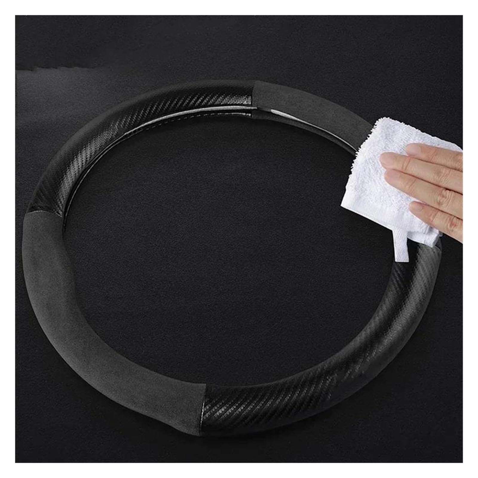 Volantes Funda para Volante Coche Piel auténtica, Ante, Fibra Carbono, 38cm, para Volvo Polestar 1, 2, 3, 4, 5, 2023 Funda Volante(D Style A Blue)