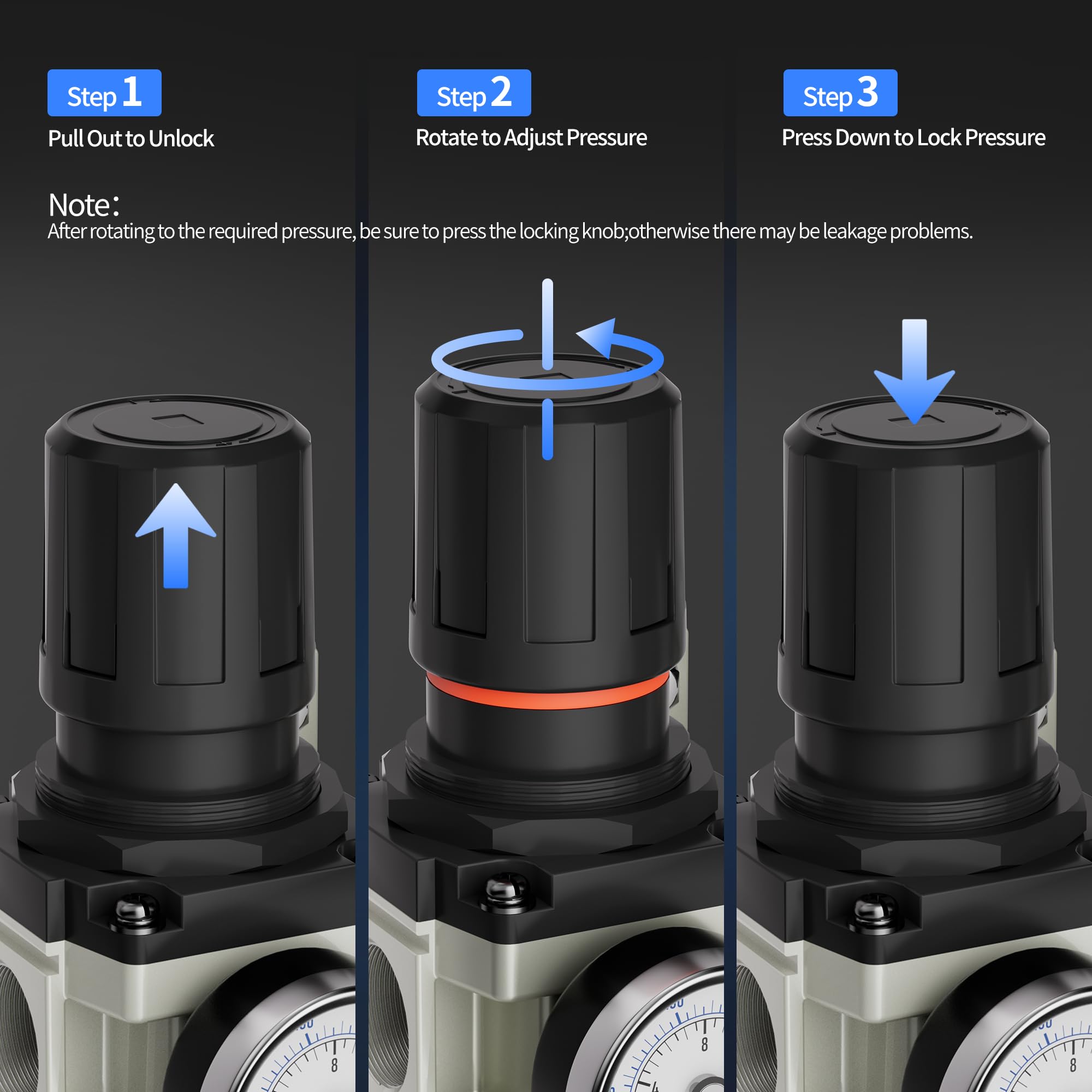 Sistema industrial NPT de 3/4 pulgadas de 3 etapas para compresor de aire, separador de aceite de agua de drenaje automático con regulador de aire, filtro de coalescencia y secador desecante para