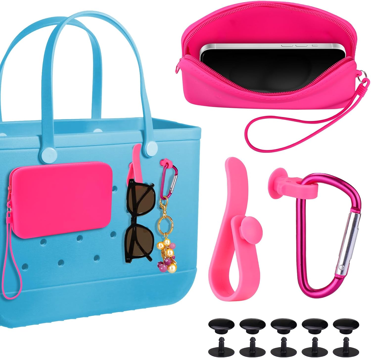 Juome Silicone Phone Holder for Bogg Bag, Phone Case Holder Charms Insert Accessories for All Bogg Bags, Cell Phone Holder Attachment for Bogg Beach Tote Bag Fits for iPhone and Android Phones Juome Silicone Phone Holder for Bogg Bag, Phone Case Holder Charms Insert Accessories for All Bogg Bags, Cell Phone Holder Attachment for Bogg Beach Tote Bag Fits for iPhone and Android Phones