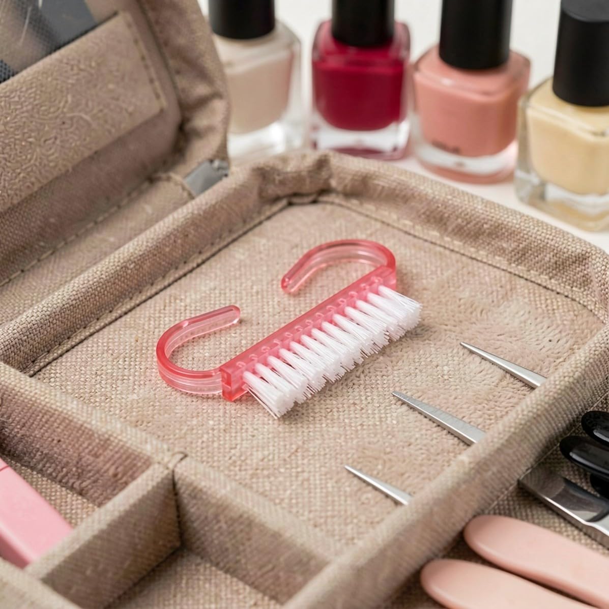 POPETPOP 200 Unidades Cepillo Mini de Uñas de Plástico Cerdas de Nylon,