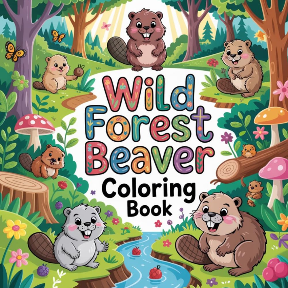 Wild Forest Beaver Coloring Book: beaver wild animal relaxation women coloring book, busy beaver stress relief kids color book, beaver dam builder ... river mammal relaxation adults color book