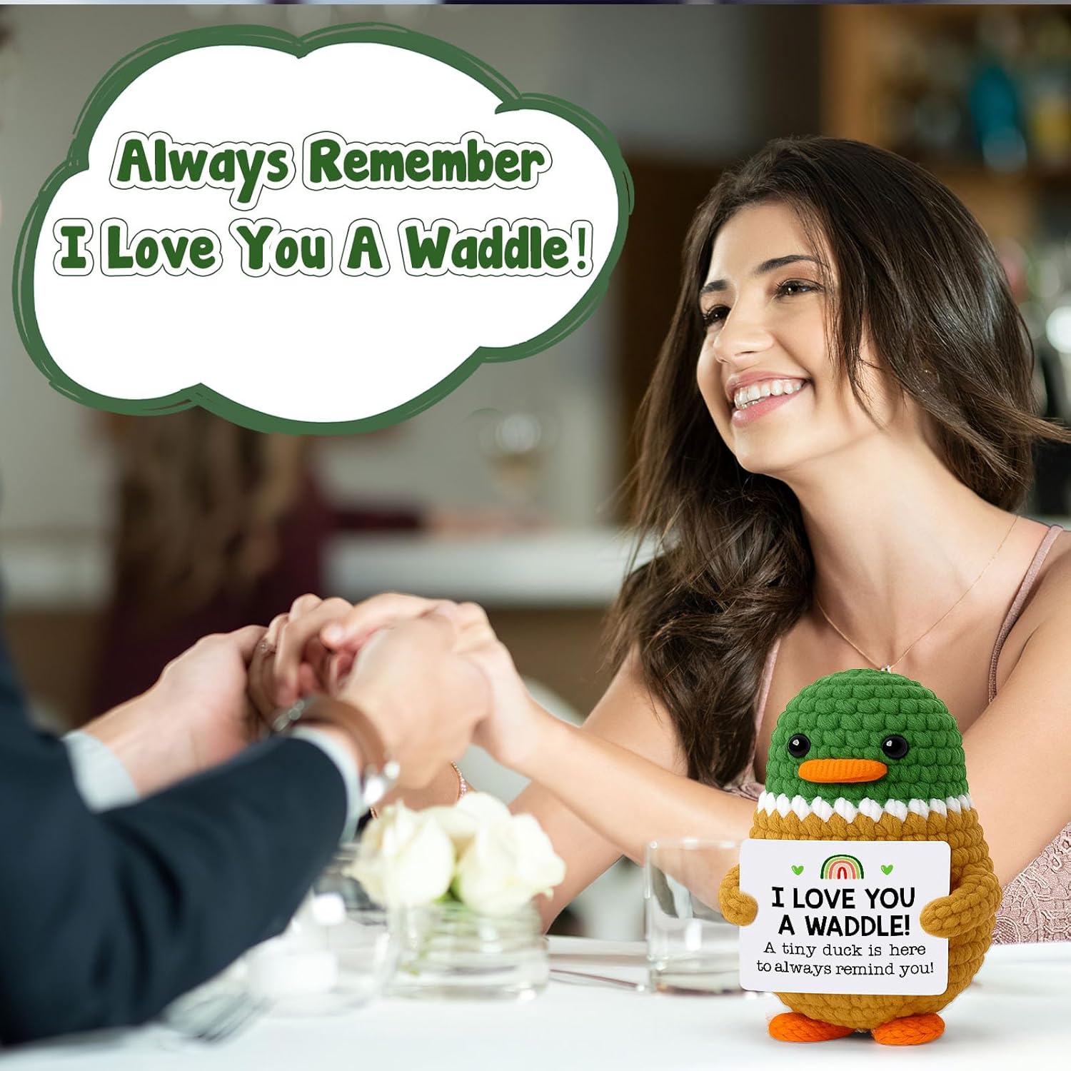 MBL Gifts for Girlfriend Boyfriend Anniversary - Funny Birthday Easter Basket Stuffers Essentials Romantic Crochet Duck Gifts for Women Her Him Wife Husband Fiance Couple