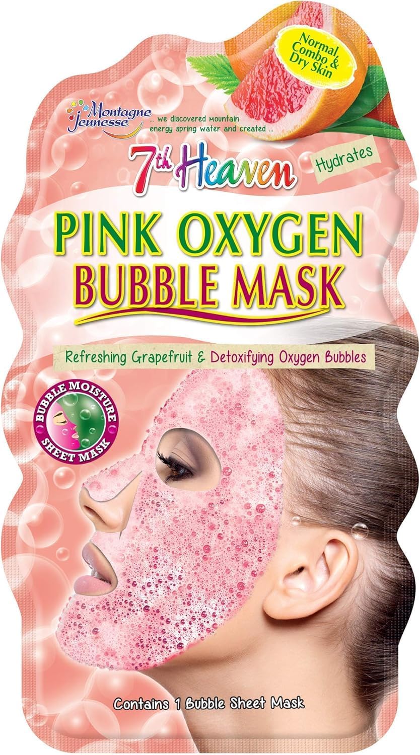 7th Heaven Pink Oxygen Bubble Sheet Mask with Grapefruit - 7th Heaven Pink