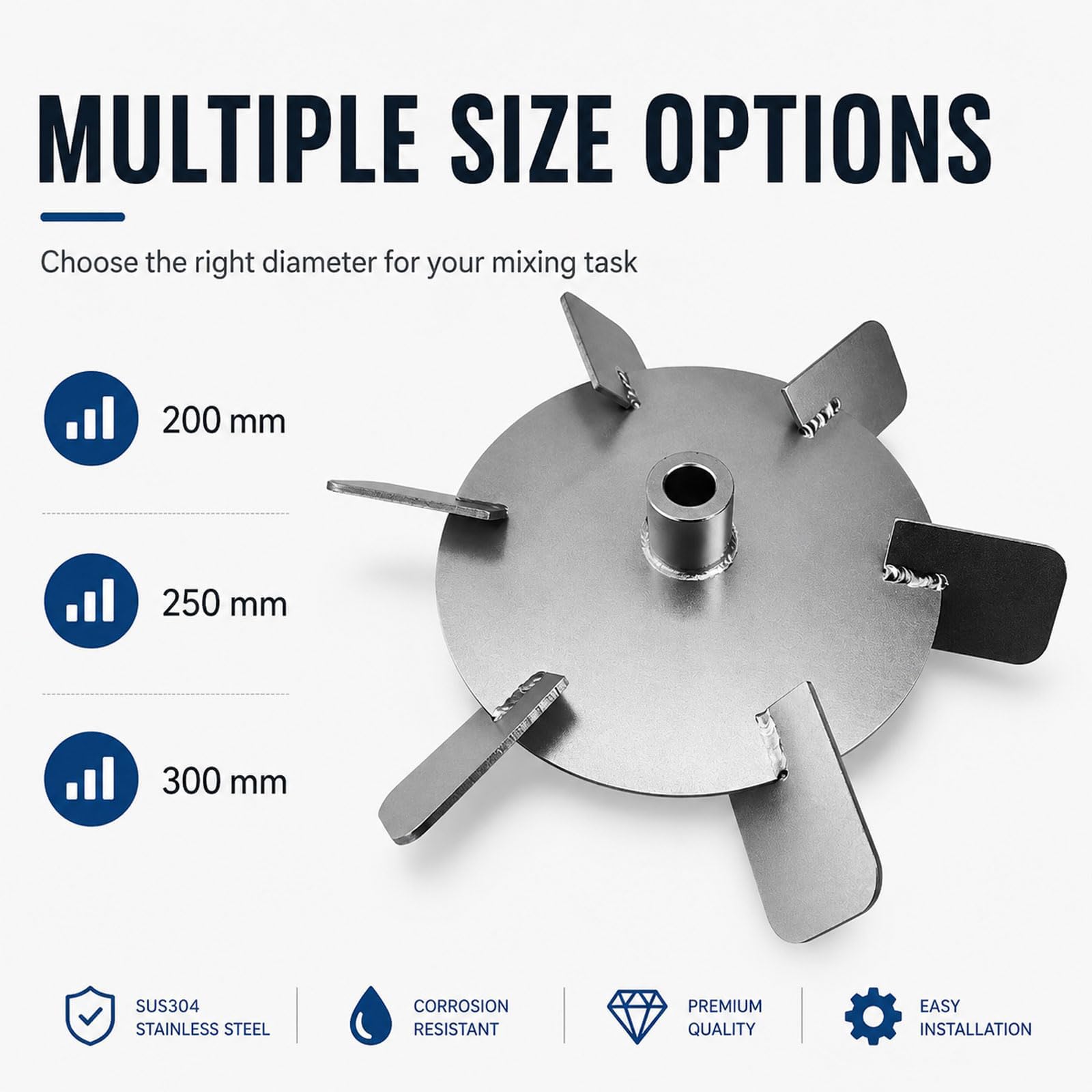 Girante miscelatore in acciaio inox a 6 pale per sostituzione agitatore liquido