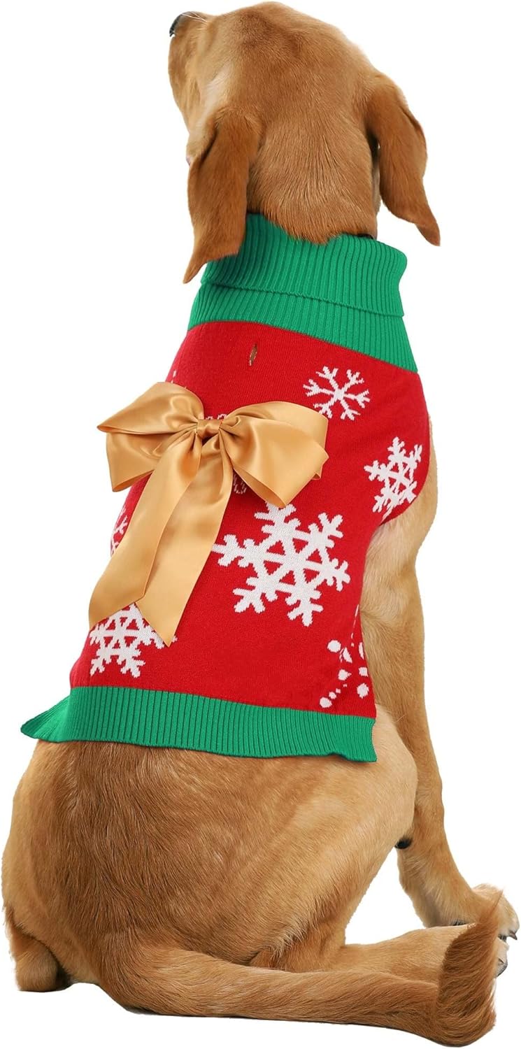 Fun Costumes Dog Sweater, Warm Soft Holiday Knitwear for Pets, Cold Weather Winter Coat for Dogs & Cats S
