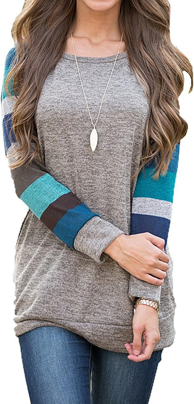 Women's Cotton Knitted Long Sleeve Lightweight Tunic Sweatshirt Tops