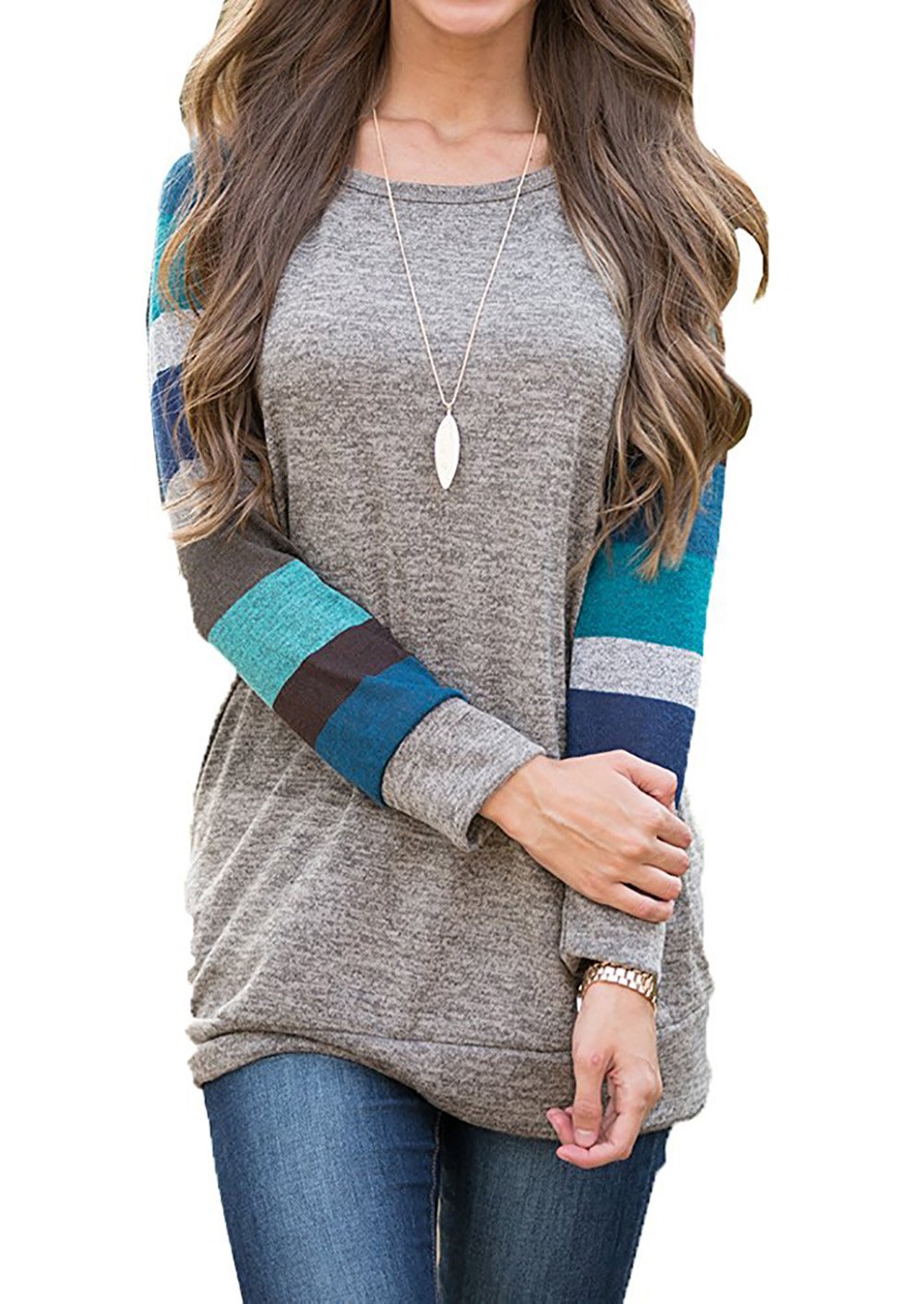 Women's Cotton Knitted Long Sleeve Lightweight Tunic Sweatshirt Tops