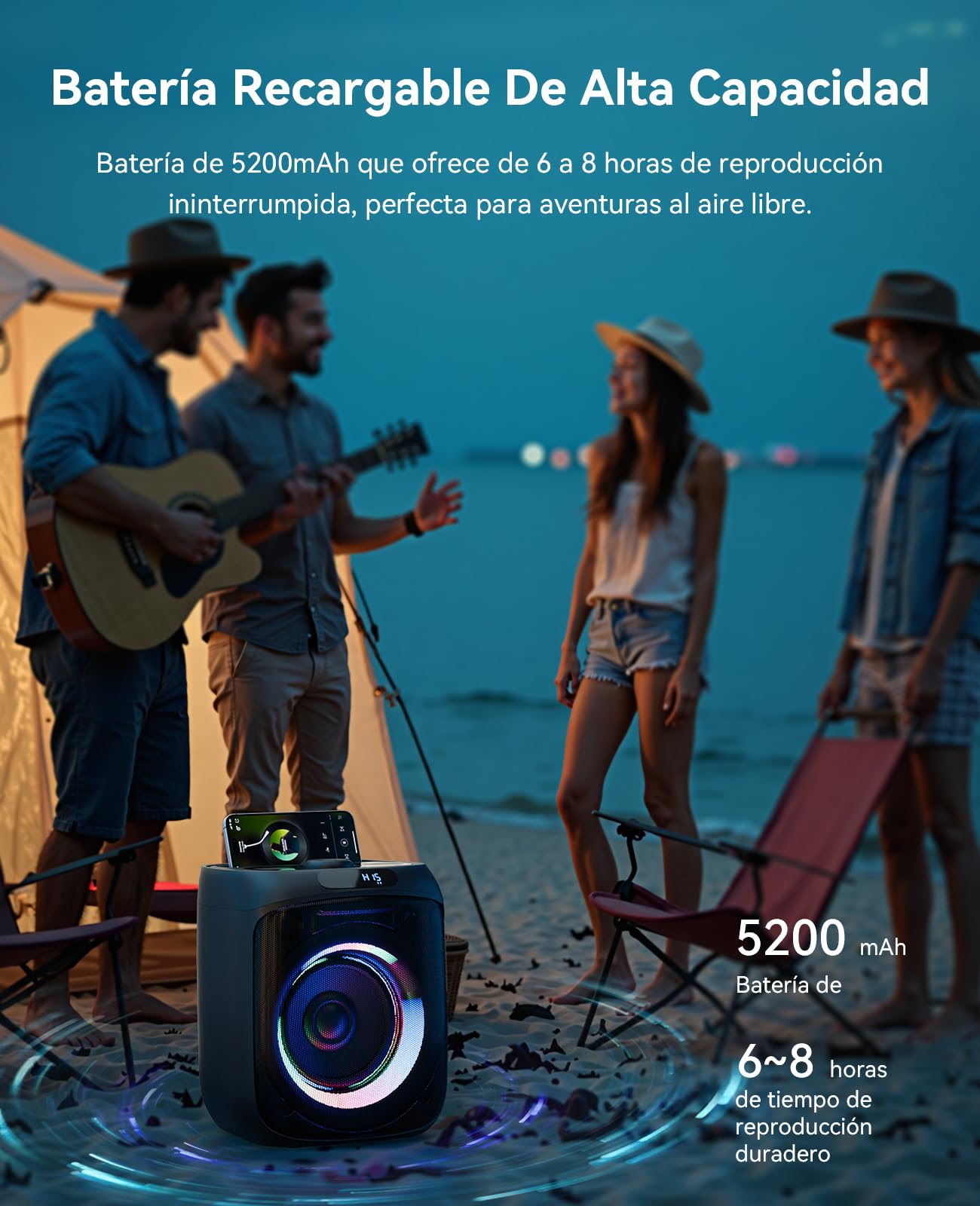 Máquina de Karaoke GKS60 Adultos, Altavoz Bluetooth Fiestas con 2 Micrófono