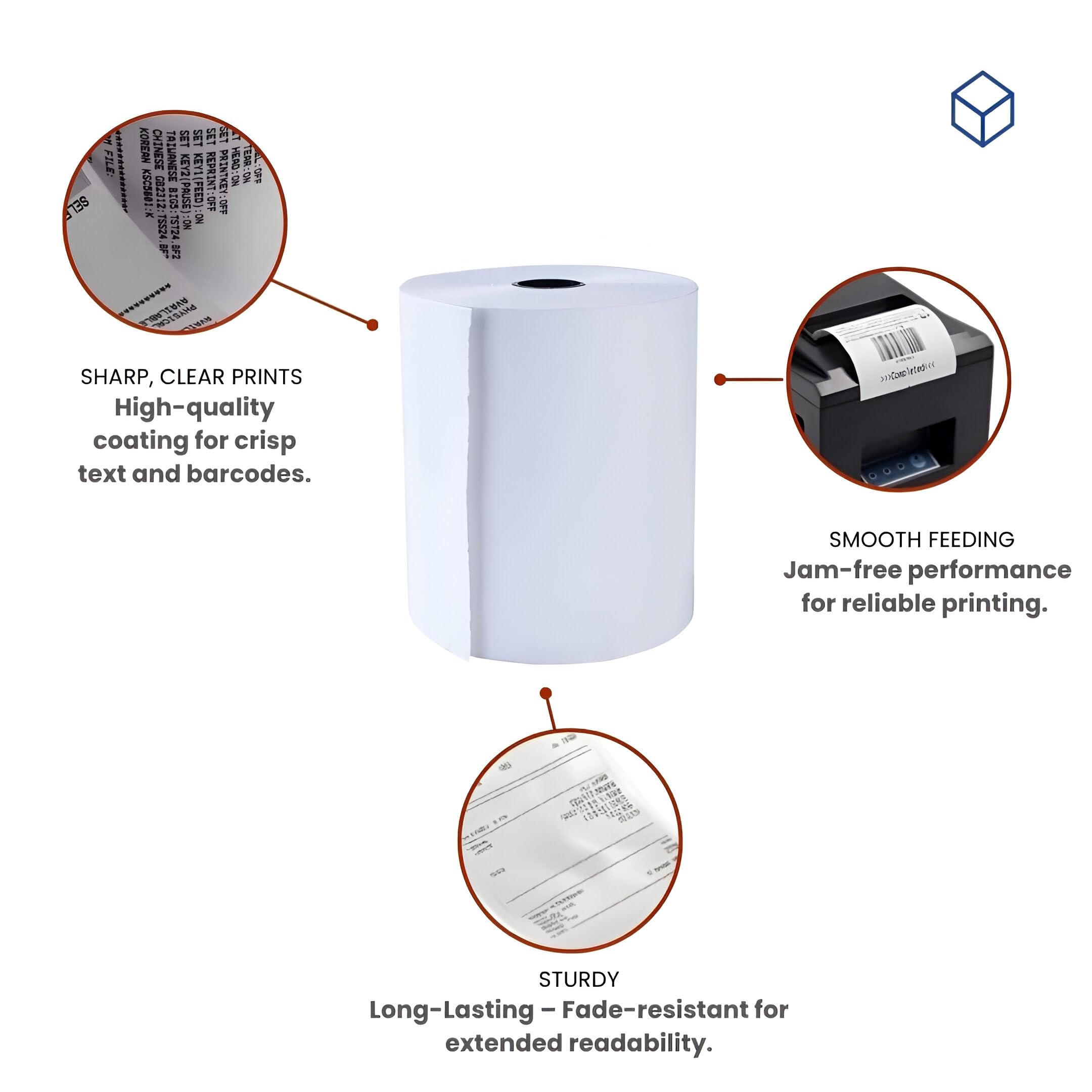 (40 rollos) rollos de papel térmico para recibos sin BPA de 3 1/8 pulgadas x 200 pies (70 mm), se adapta a todos los Clover, Square Terminal, Epson, Star TSP100III, cajas registradoras, sistemas POS