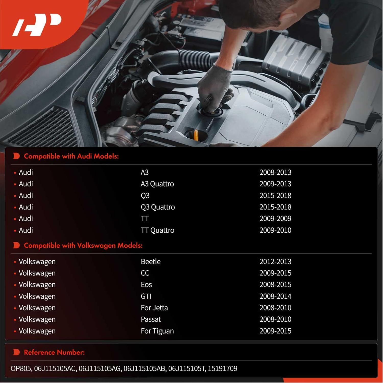 A-Premium Engine Oil Pump Compatible with Volkswagen Jetta/Passat 2008-2010, Tiguan, Beetle, CC, Eos, GTI & Audi A3, Q3, TT, A3/Q3/TT Quattro, 2.0L