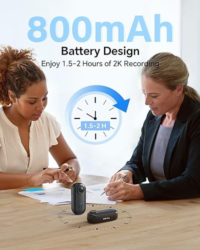 Miniatura 4 de BOBLOV Mini cámara corporal W4 2K, cámara portátil de 64 GB con clip giratorio de 360 y clip magnético, 120 minutos para grabación, fácil de usar y