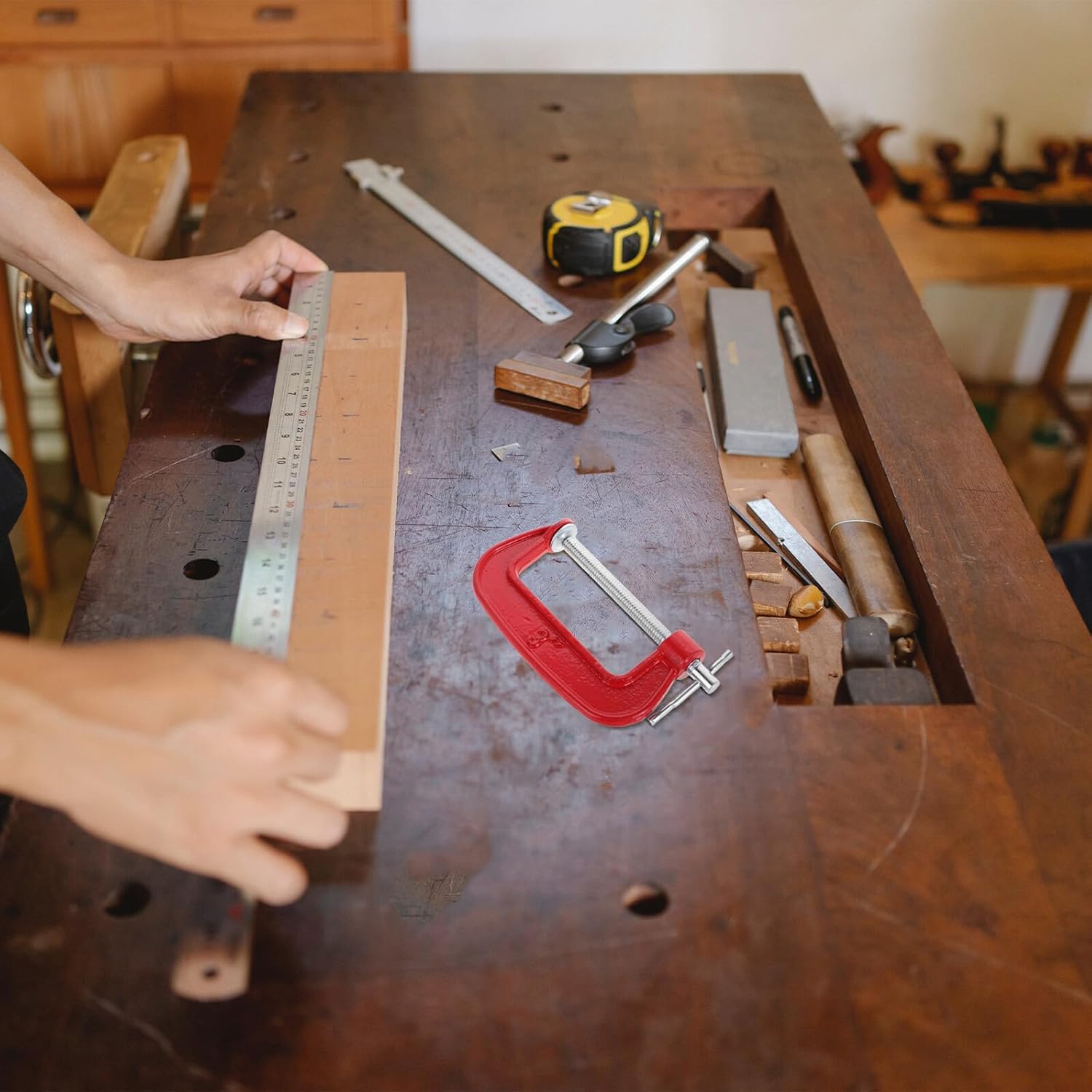 TIDTALEO 6pcs 3-inch Metal C Clamps Heavy Duty Tiger Clamps with Wide Jaw Opening for Woodworking Carpentry Mounting and Assembly Tasks