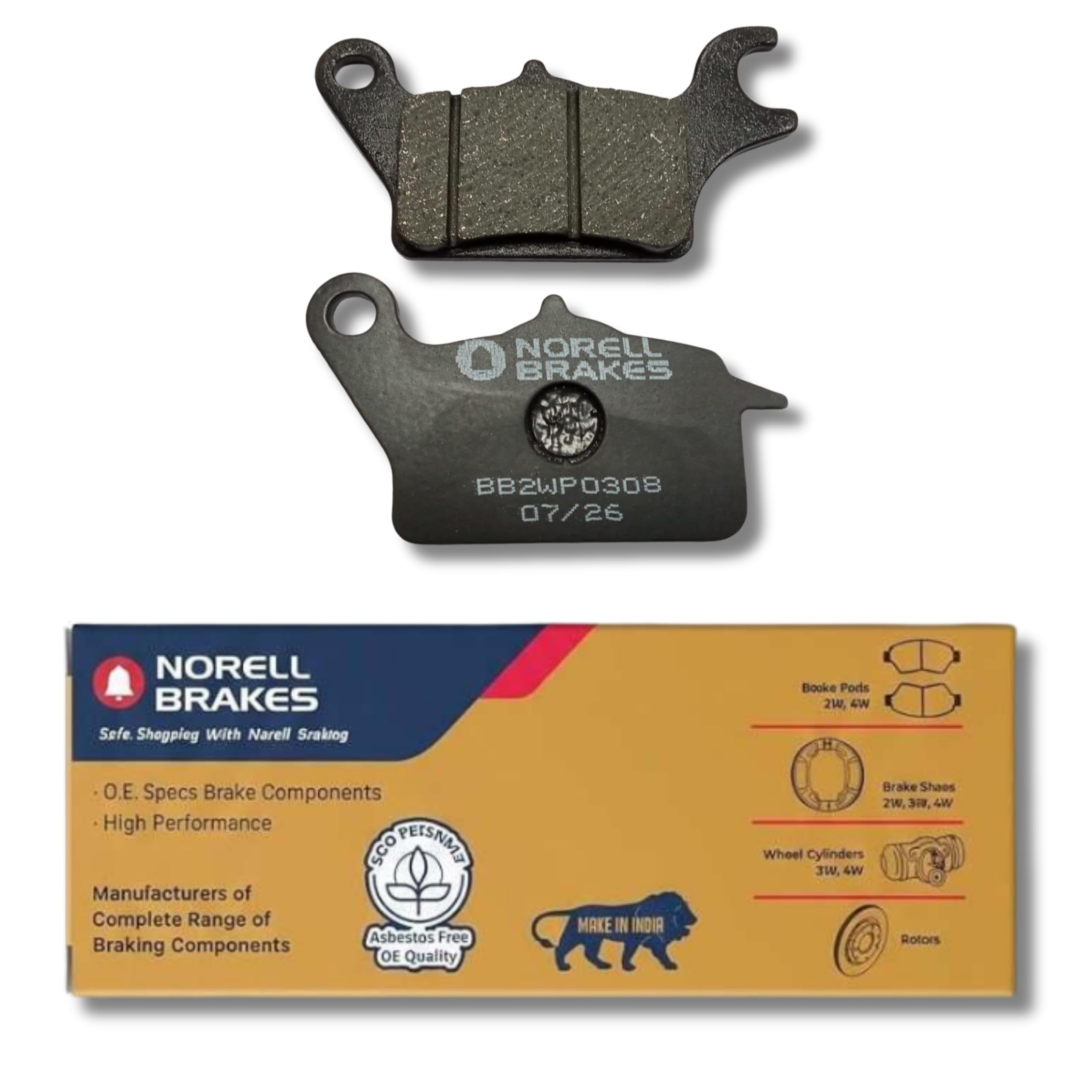 NORELL 8906219821356 Front Disc Brake Pad Set Compatible with Honda Shine BS6 Single Piston & Yamaha SZR | Premium Front Brake Pads Replacement | High Performance Disc Brake Pad Set | Set of 10-image-39