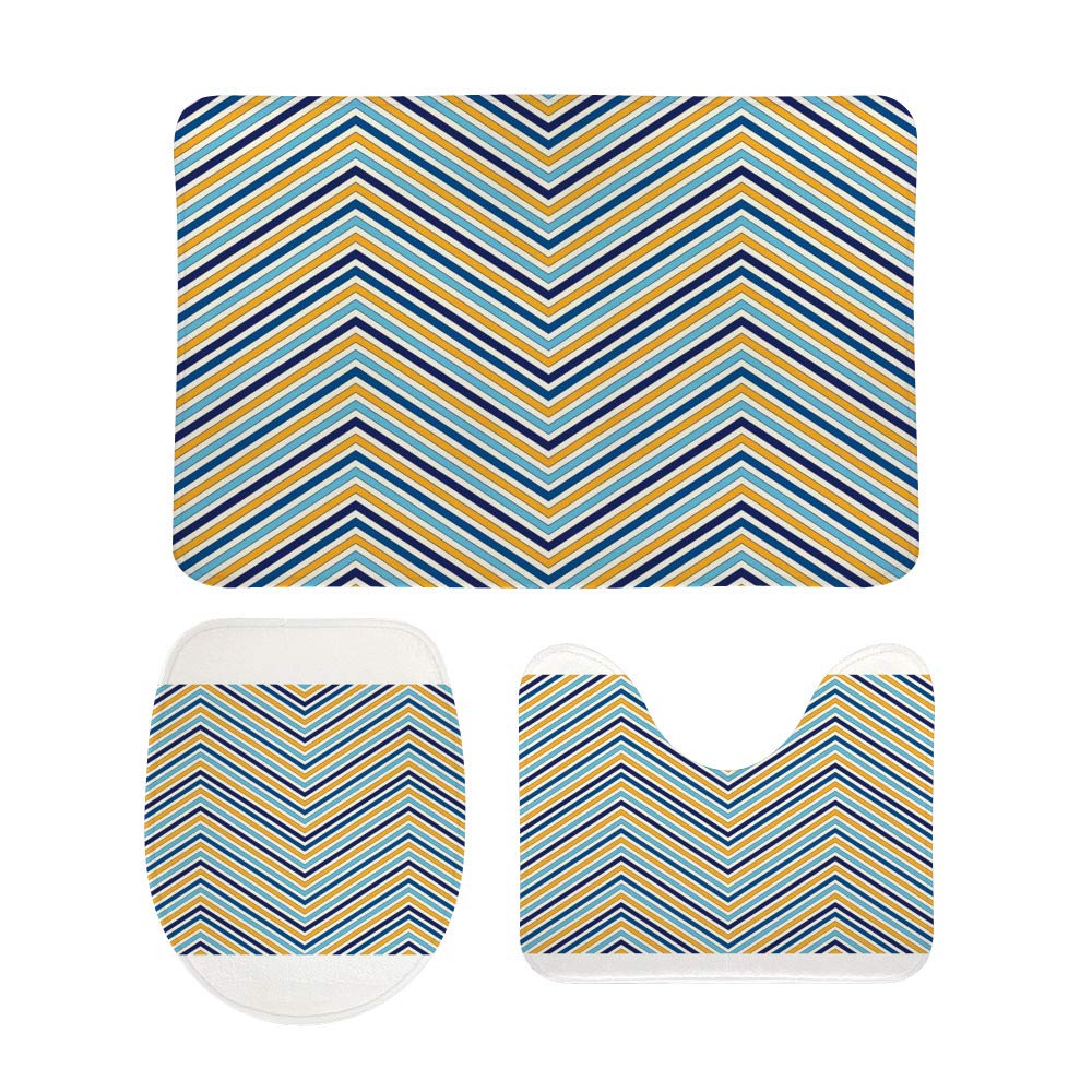 Lot tapis de salle de bain antidérapants lavables avec tapis U et housse abattant WC