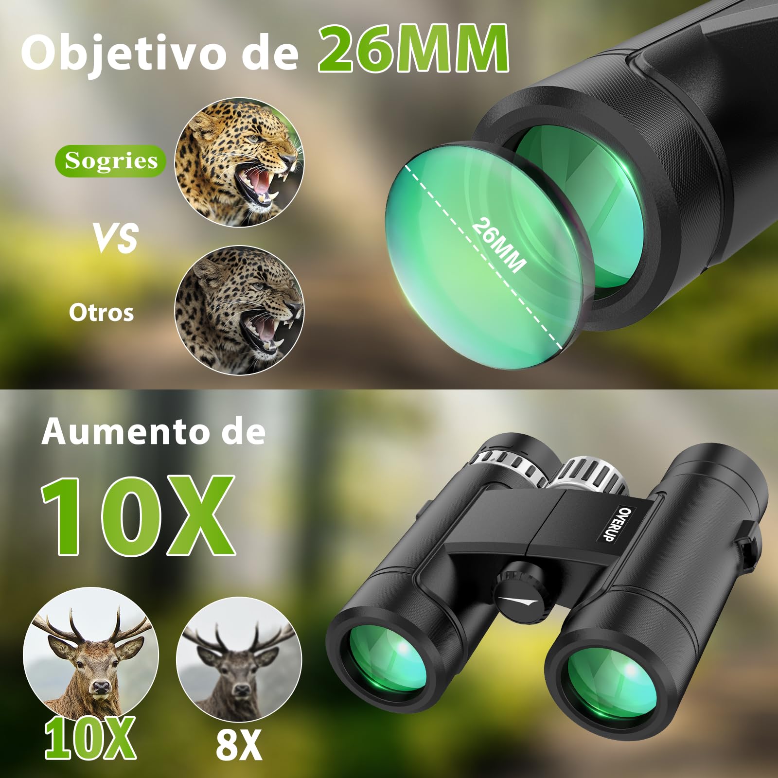 Prismáticos compactos 10x26 para niños y Adultos,