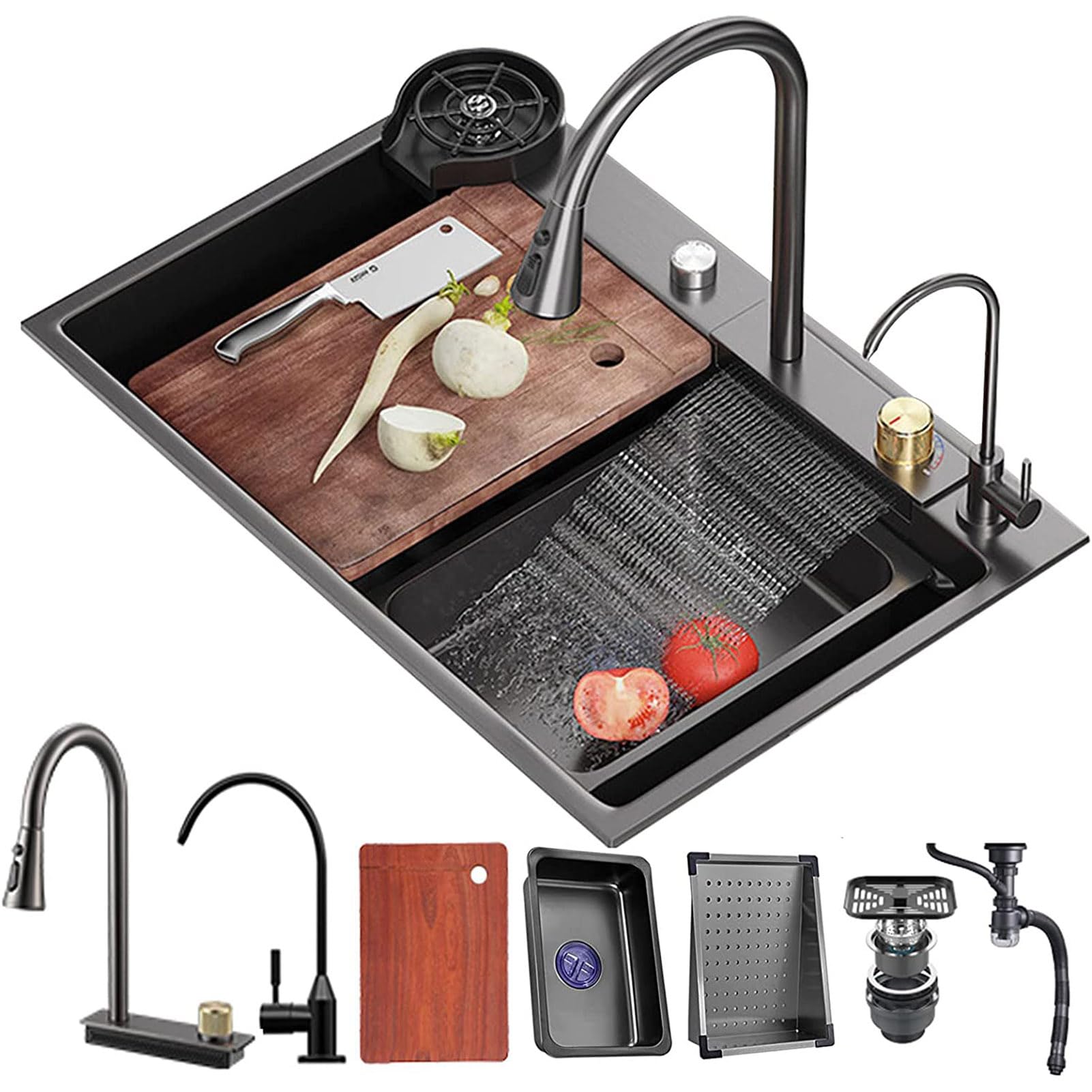 Fregadero de cocina con grifo extraíble Flying Rain ideal para familias y amantes de la cocina