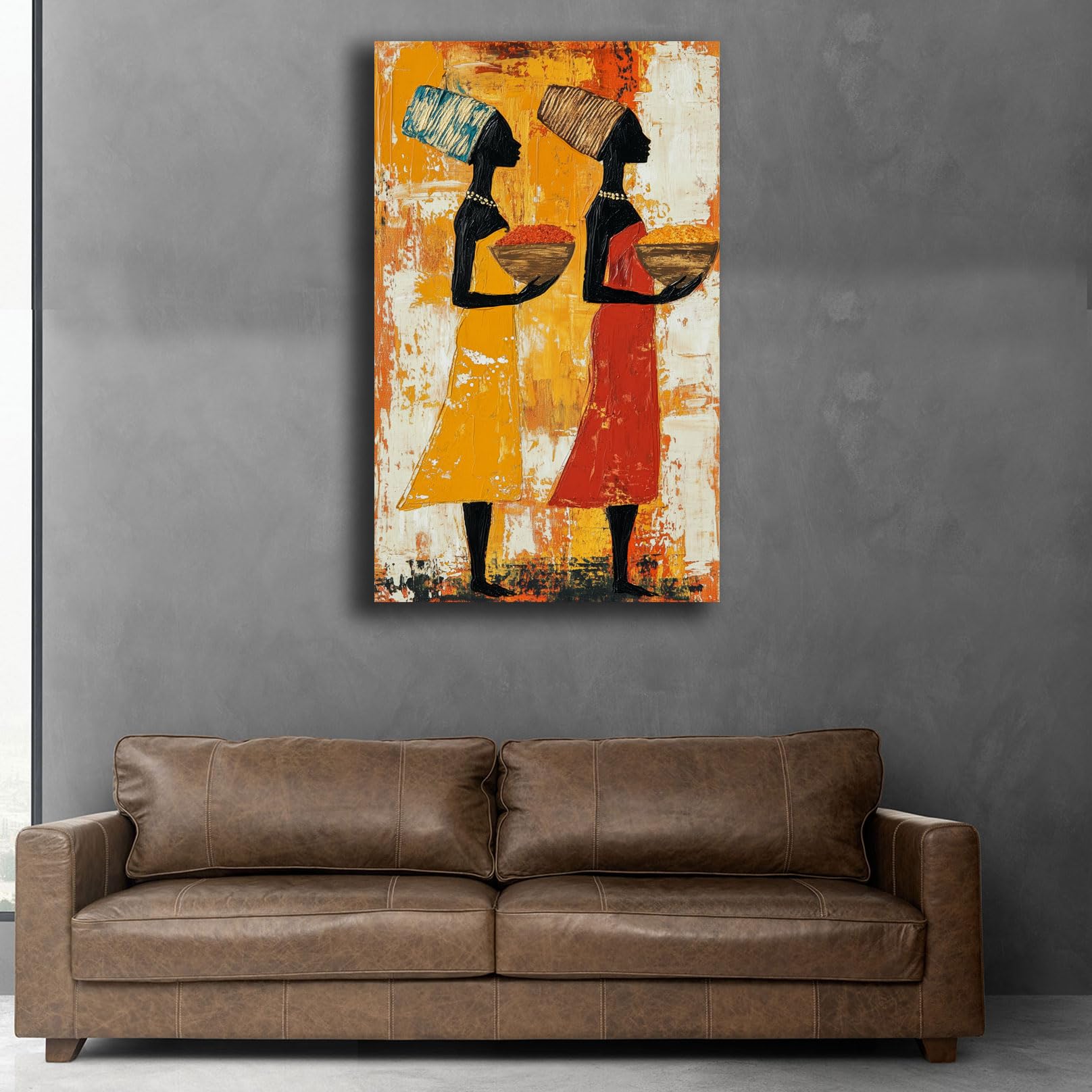 Printerland Quadro Soggiorno moderno Etnico Stampa su tela Canvas Astratto Camera da Letto (1, 50x100 cm, Canvas intelaiato)