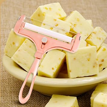 Stainless Steel Wire Cheese Slicer, Adjustable Thickness Cheese Cutter for Soft, Semi-Hard Cheeses Kitchen Cooking Tool