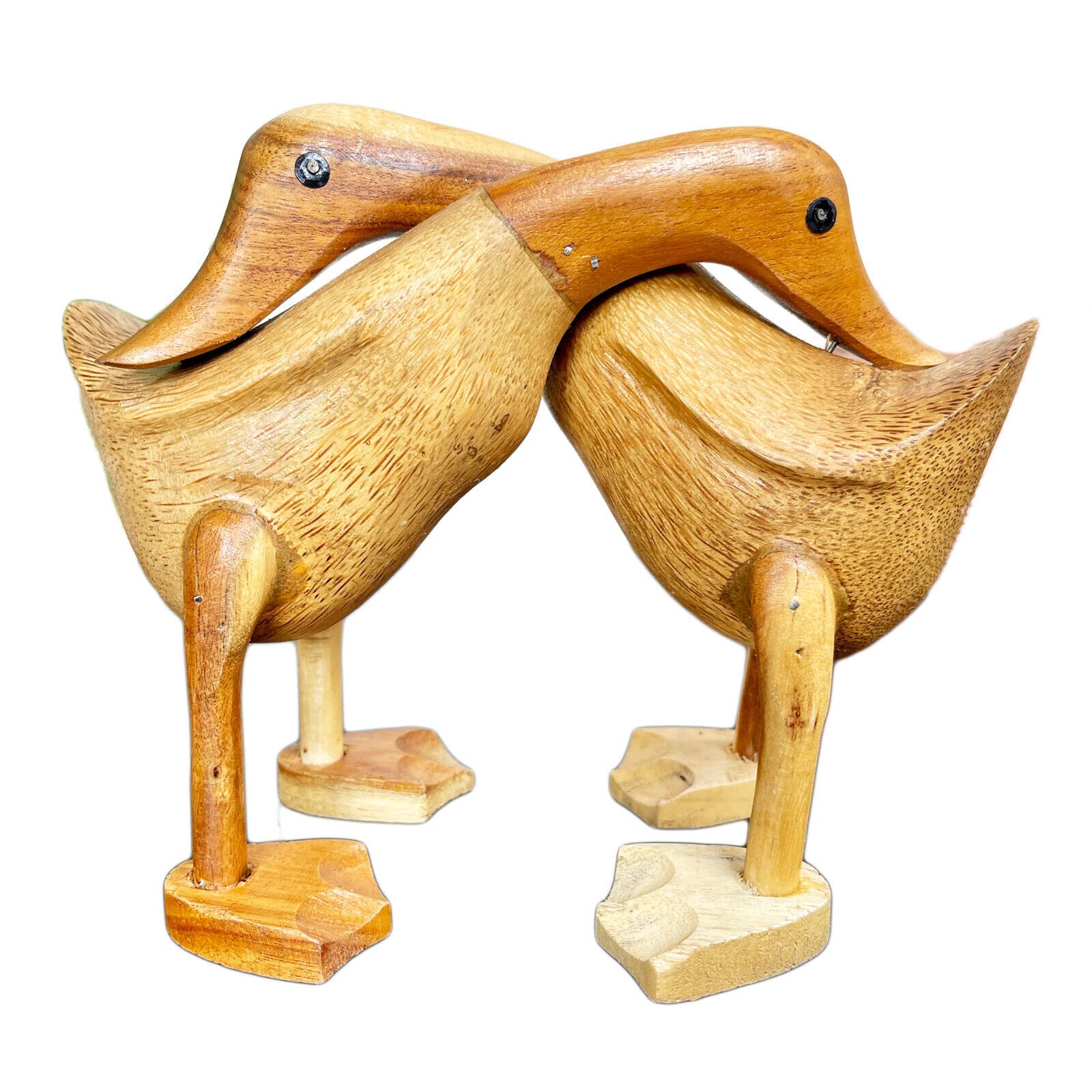 Darthome Hugging Ducks Ornament Hand Carved Wooden Romantic Mr Mrs Couple Bird Sculpture 22cm