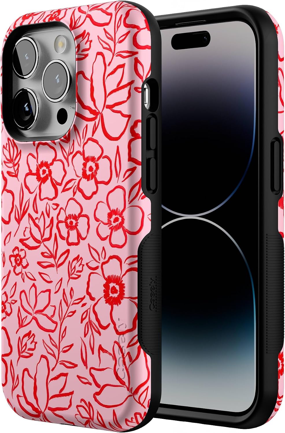 Casely iPhone 14 Pro Case | Blush Garden | Floral Doodle | Bold Protective Design | Compatible with MagSafe